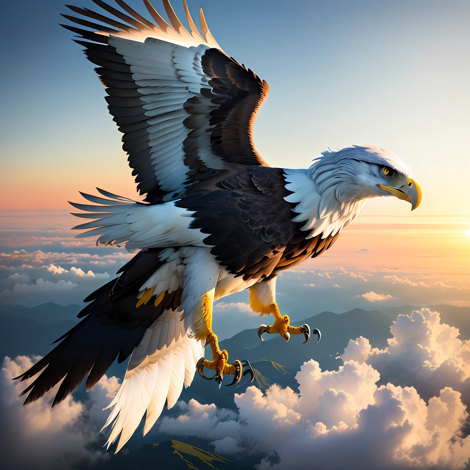 Scene of an eagle flying in the sky