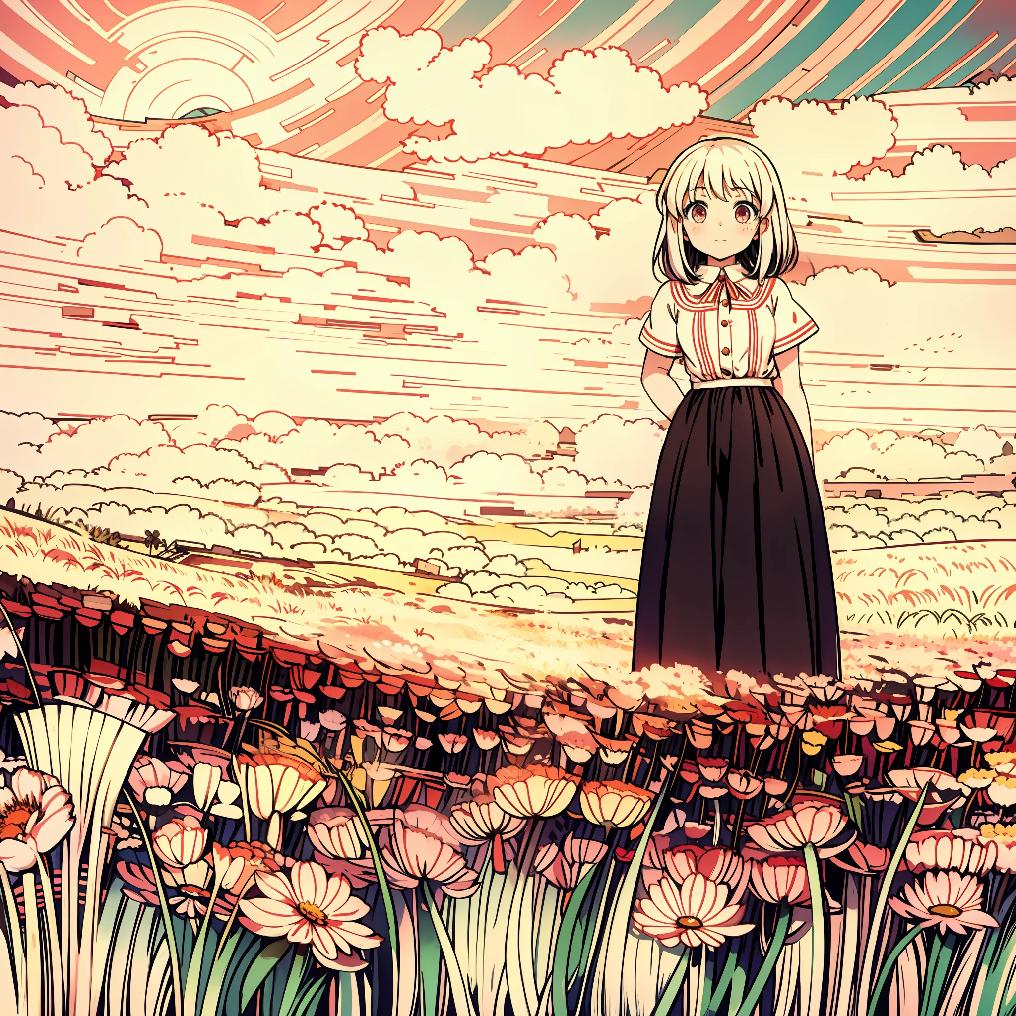 anime girl in a field of flowers