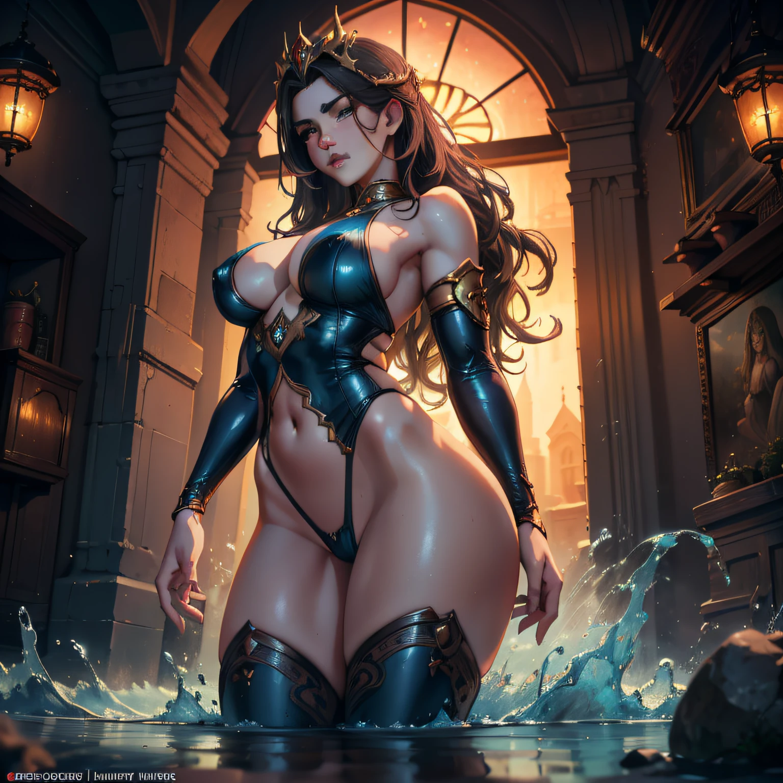 Masterpiece, top quality, best quality), (((Beautiful anime style girl,))), 20 years old, oversize model, ((((Super huge breasts))), (((Blue wavy hair))), Extreme detail, Colorful, Glowism, Poseidon theme, Art concept art by Kahngriffith and Vadim Kashin, ethereal, standing, perfect, pure form, golden ratio, by Brian Froud, Carne Griffiths, Wadim Kashin and John William Waterhouse,full body, masterpiece, best quality, (extremely detailed unity 8k CG wallpaper), (best quality), (best illustration), (best shadow), absurdities, realistic lighting, night, darkness, giant, Goddess, Ancient Goddess, Aphrodite, deity, glorious pose, night, moon, beautiful detailed brightness, luminous background glow,A masterpiece ultrarealistic ultra detailed full body portrait of a very beautiful Barbarian girl, massurrealism. medium shot, intricate, elegant, sexy, revealing, by stanley artgerm lau, wlop, rossdraws, james jean, andrei riabovitchev, marc simonetti, light by julie bell, ismail inceoglu, porcelain skin. global illuminatio,transparent clothes,open pants buttons showing pubic hair, perfect vaginal shape,small breasts, small breasts, peeping pink peeps,(masterpiece), floating vintage clock, exposed small breasts, visible pubic hair, view from below, floating antique clock, cloudy night sky storm, sunset red clouds storm cloudy, rough sea, psychedelic waves, skin and clothes wet with water, drops of water, floating bubbles, magical lights,face by tom bagshaw art station,, Moon Goddess, Full Length Figure, Contemptuous Gaze, Detailed Face, (Naked: 1.4), (See-Through Lingerie: 1.3),Transparent clothing, slight smile,Jean-Baptiste Monge style, bright, beautiful , splash, Glittering , cute and adorable, filigree, , rim lighting, lights, extremely , magic, surreal, fantasy, digital art, , wlop, artgerm,perfect female body close-up, full body, visible vaginal hair, pink pesones, transparent clothes