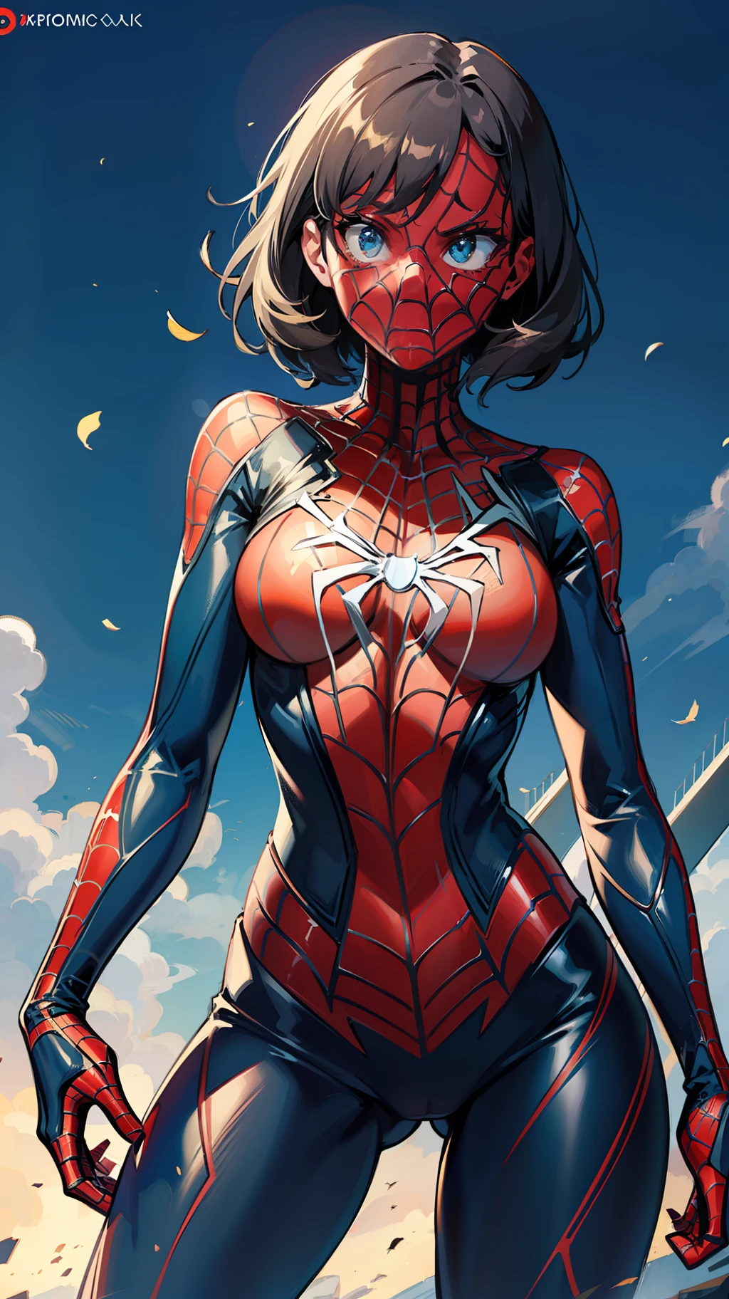 The female version of Spider-Man,Sexy suit,Feminine standing,Head all inclusive,without showing face