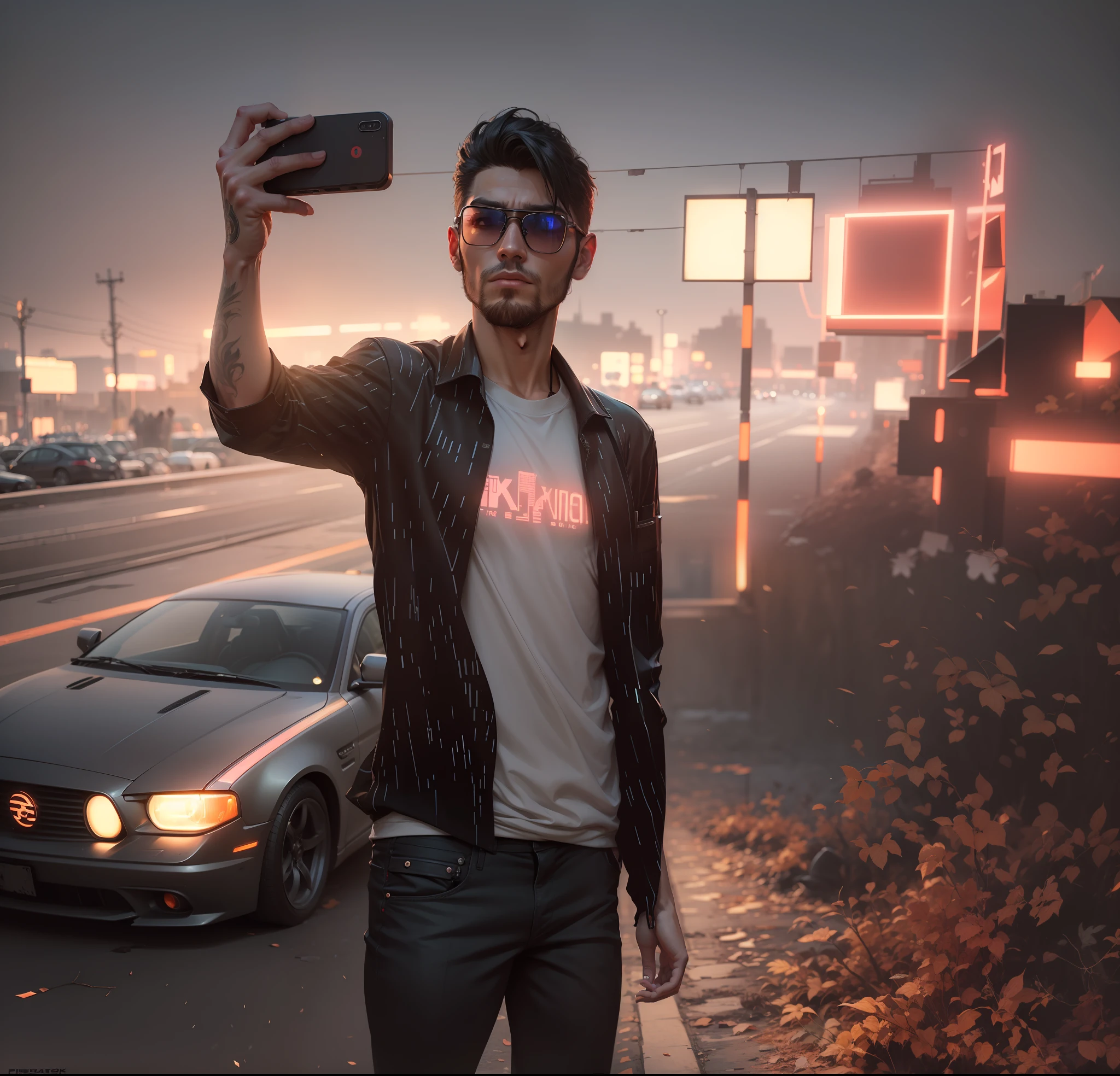 Change background cyberpunk handsome