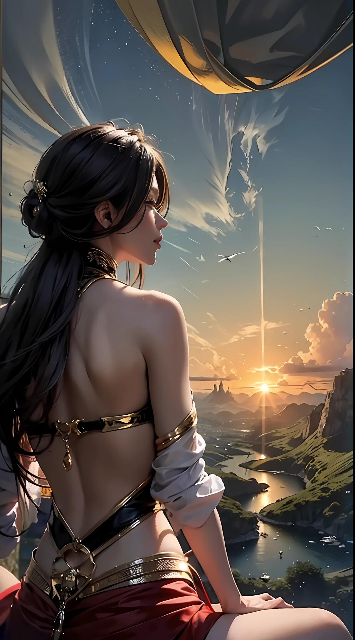 8K.Best quality at best，tmasterpiece，k hd，Super rich detail，the detail，Detailed pubic hair，Landscape painting，eventide，landscape