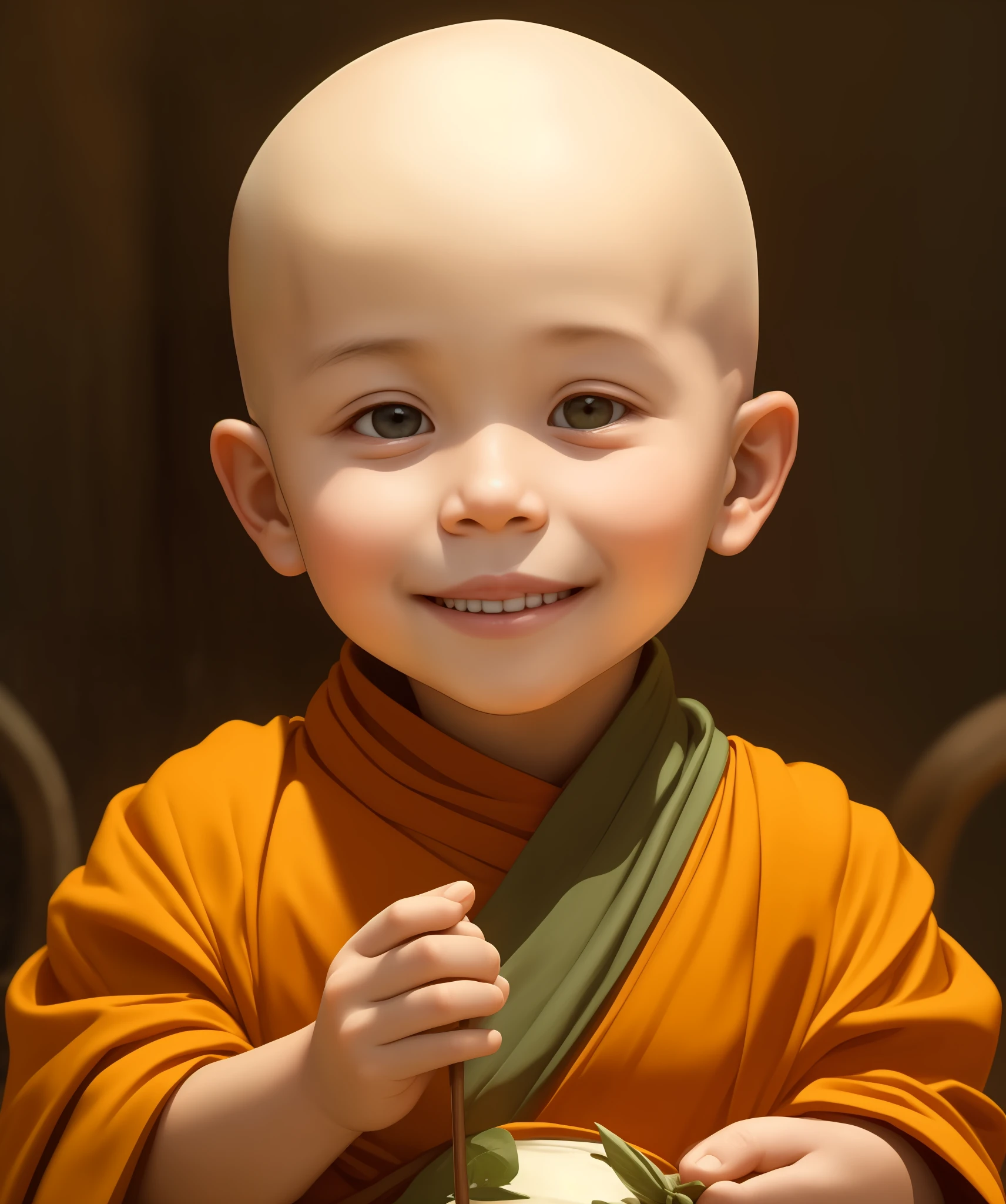 little monks，bald-headed，ssmile