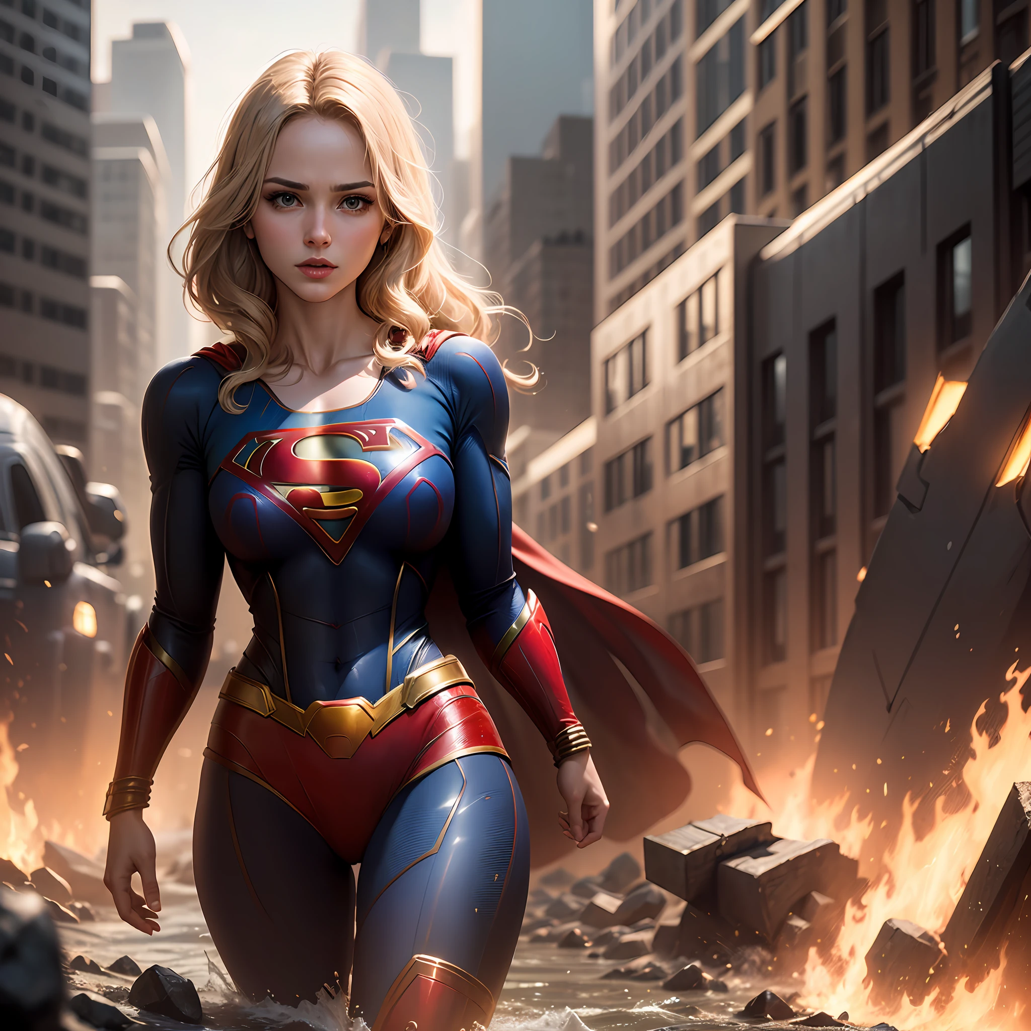 a photo of a beautiful S032_AnaMariaMarkovic, as (supergirl:1.1), in (Metropolis:1.2), (8k, RAW photo, best quality, ultra high res, photorealistic, masterpiece, ultra-detailed, Unreal Engine) --auto