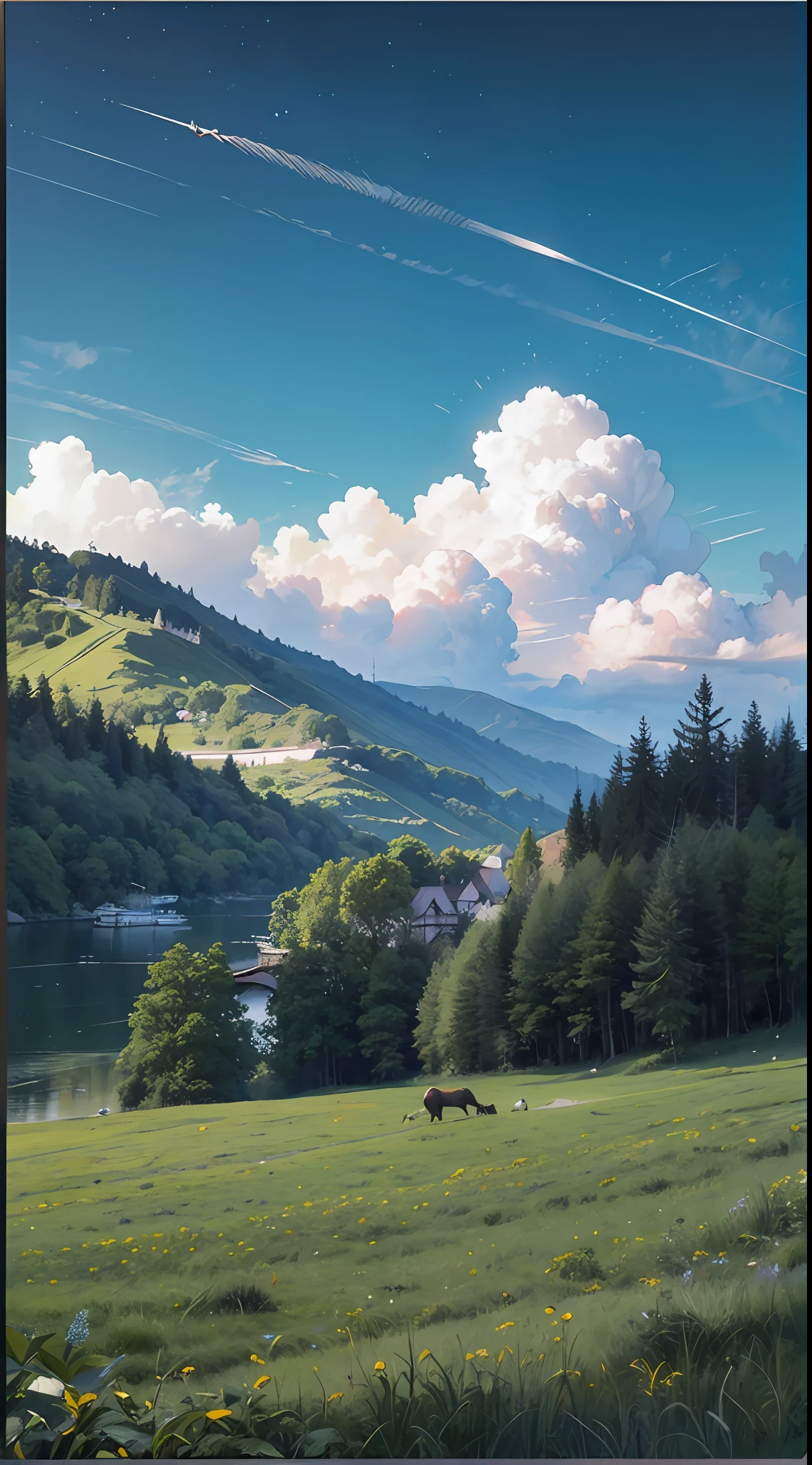 8K.Best quality at best,tmasterpiece,k hd,Super rich detail,the detail,Detailed pubic hair,Landscape painting,eventide,landscape