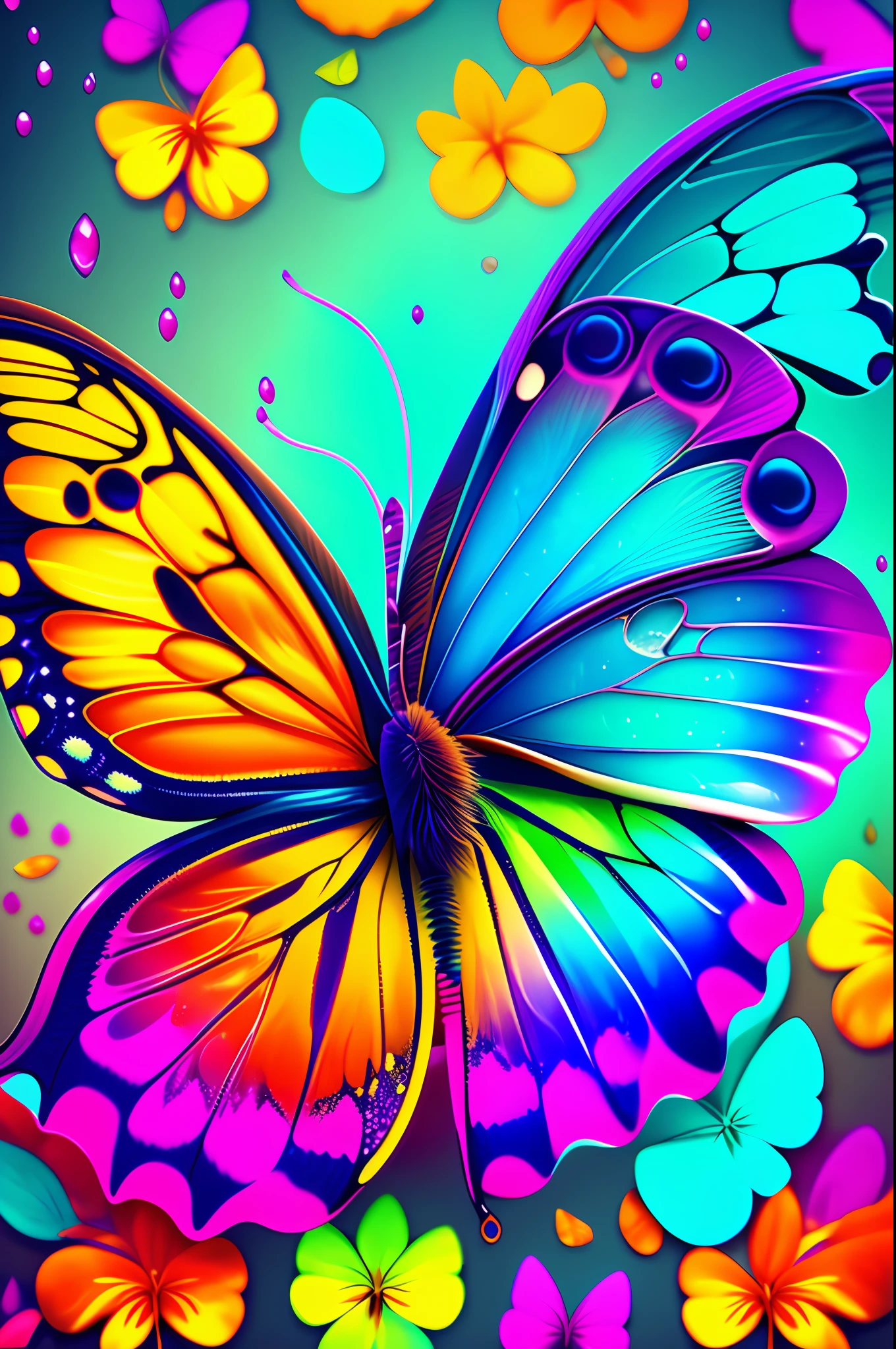 Vibrant Colors butterfly in water, vagalumes, 4k