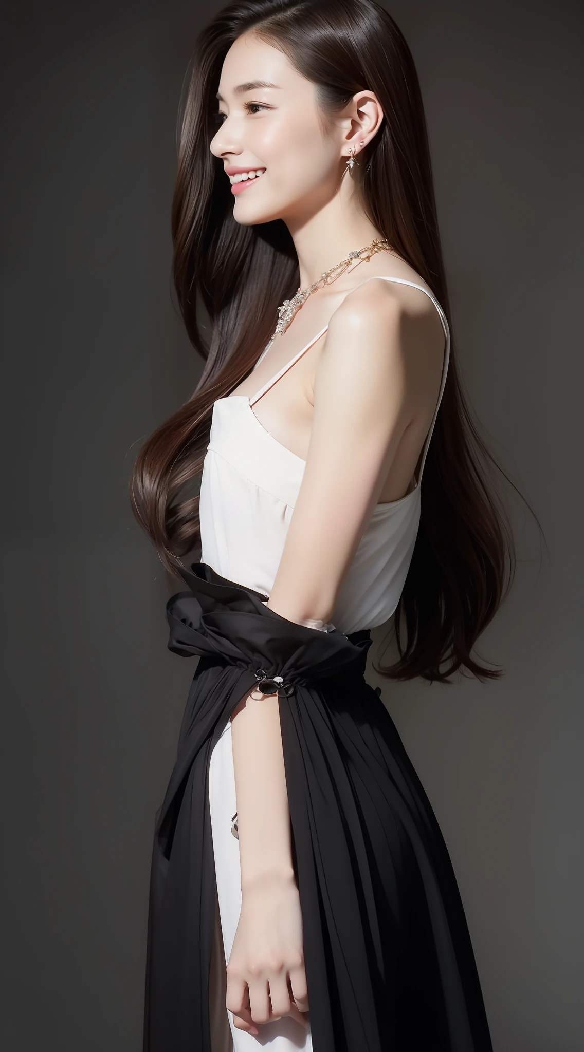 Match with an elegant white dress、bustup