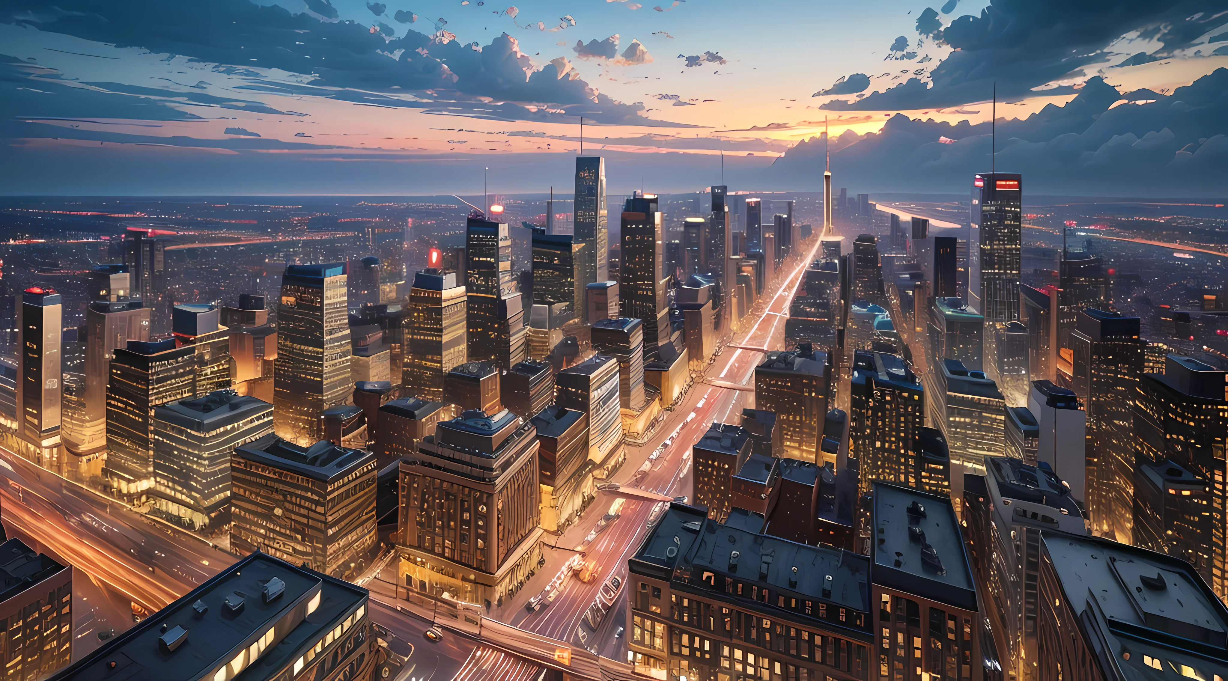 Bustling city,(Very detailed CG unity 8k wallpaper),most beautiful artwork in the world,Professional majestic landscape painting,iintricate,high detal,sharp fokus,dramatics,Realistic painting art --auto