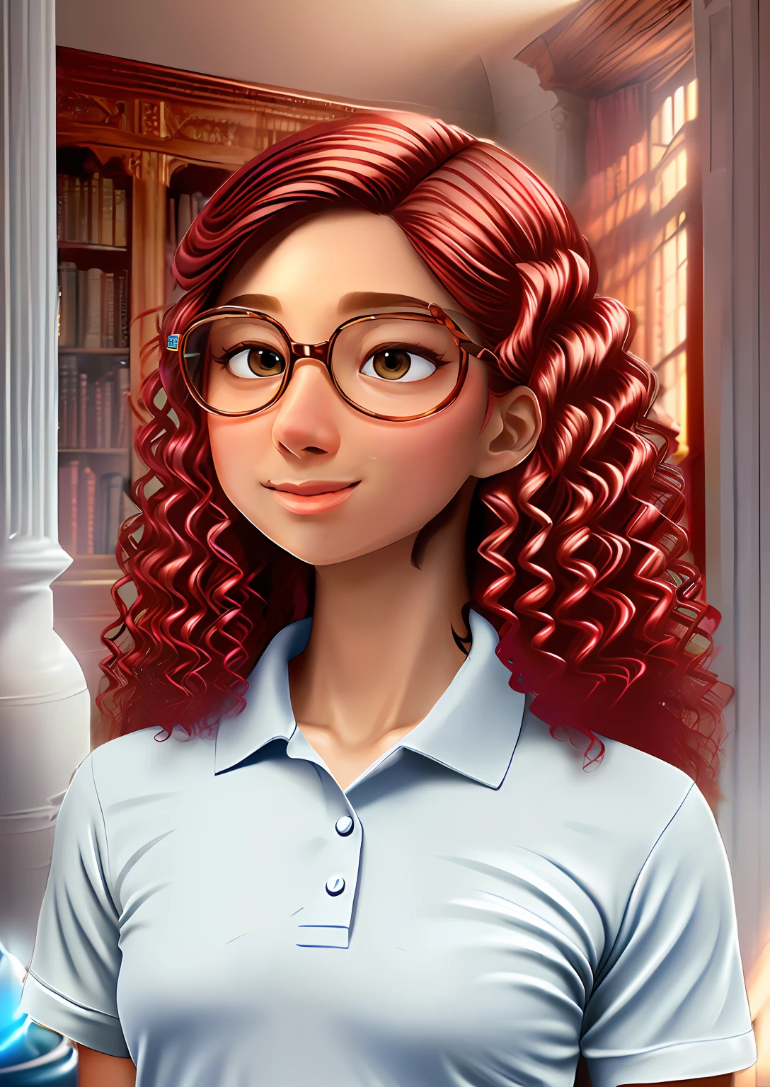 (extremely detailed CG unity 8k wallpaper,masterpiece, best quality, ultra-detailed)(best illumination, best shadow, an extremely delicate and beautiful),floating,high resolution,dynamic angle,dynamic pose,library with a bookcase,books neatly arranged,bookshelves filled with old and new books,soft sunlight filtering through the windows,cozy atmosphere