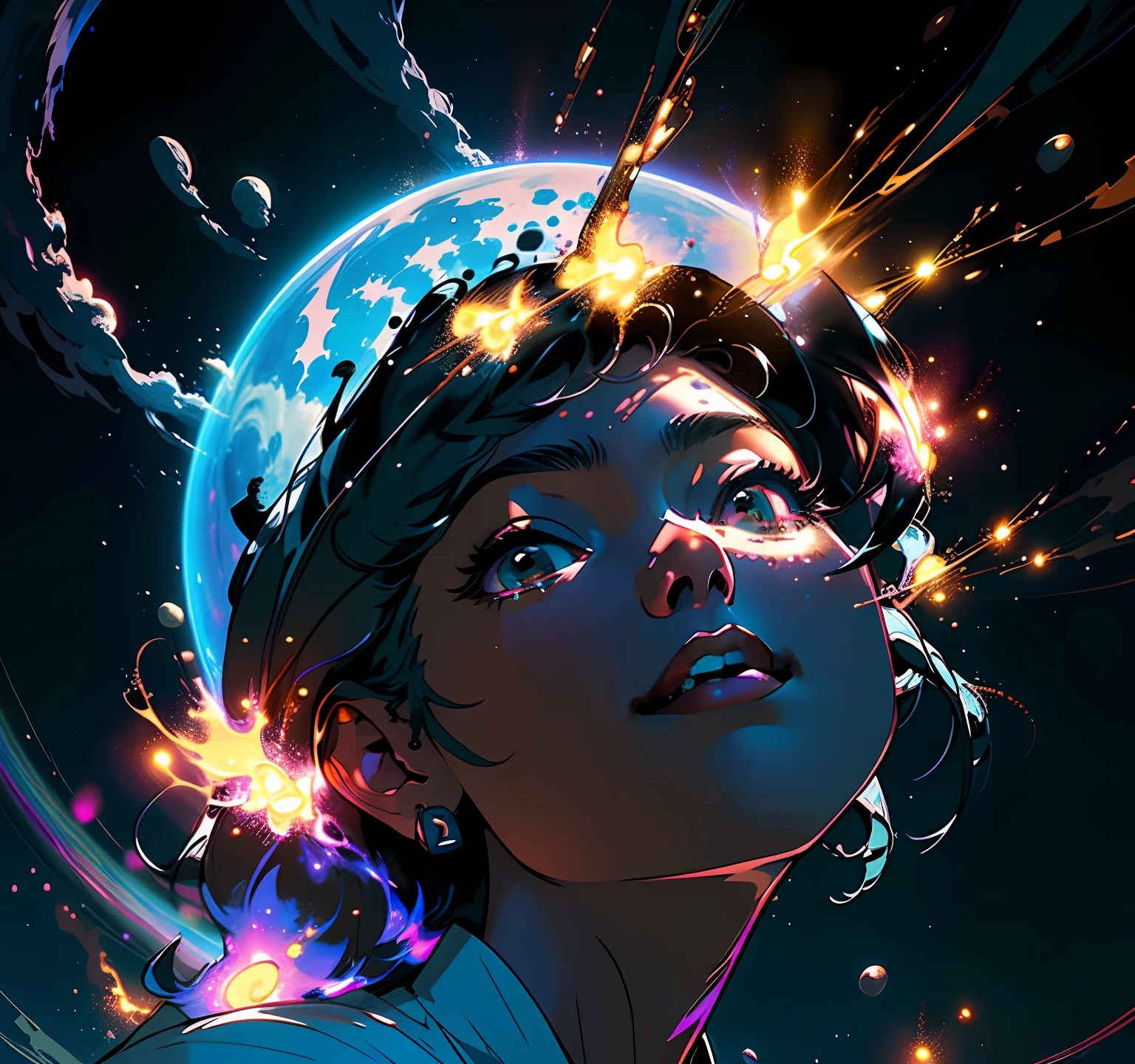 (best qualtiy,tmasterpiece)Blockchain,Technologie,Digital currency,space station,(moon full:1.2),(meteors:0.9),(Oyuki:1.3),Far Mountain,Tree BREAK making art,(Warm light source:1.2),lamp lights,Complicated details,Volumetric lighting BREAK(tmasterpiece:1.2),(best qualtiy),4K,ultra - detailed,(dynamic compositions:1.4),detail-rich,plethora of colors,(Irridescent color:1.2),(with light glowing,Atmospheric lighting),Dreamlike,magical,(独奏:1.2)