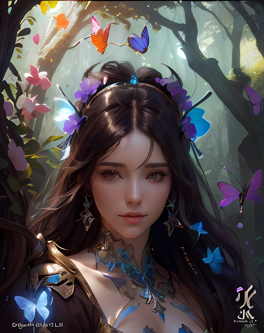 a close up of a woman with a butterfly on her head, 8k high quality detailed art, Artstation contest winner, artgerm ; 3d unreal engine, artgerm julie bell beeple, deviantart artstation cgscosiety, fantasy art behance, unreal engine render + a goddess, cgsociety 8k, cgsociety 8 k