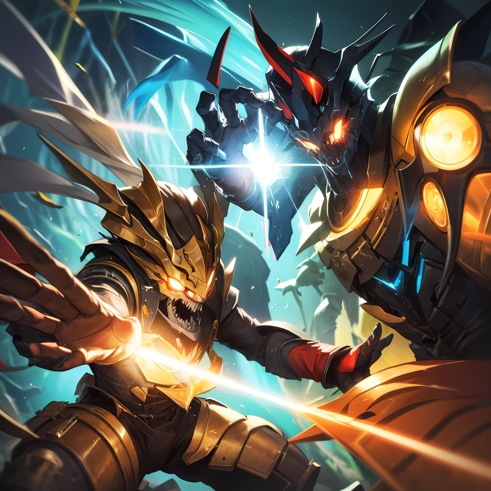 tmasterpiece，best qualtiy，The monster has side lights，lens flare glow，Ray traching，Sharp focus，