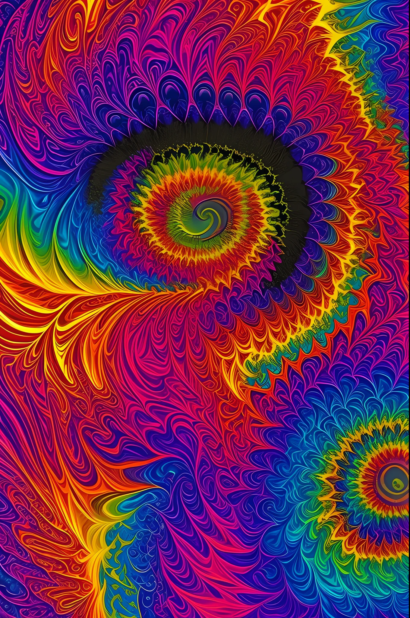 arte greatwave Alex tons alegres arte Fractal Face Splitting rosas, cores vibrates