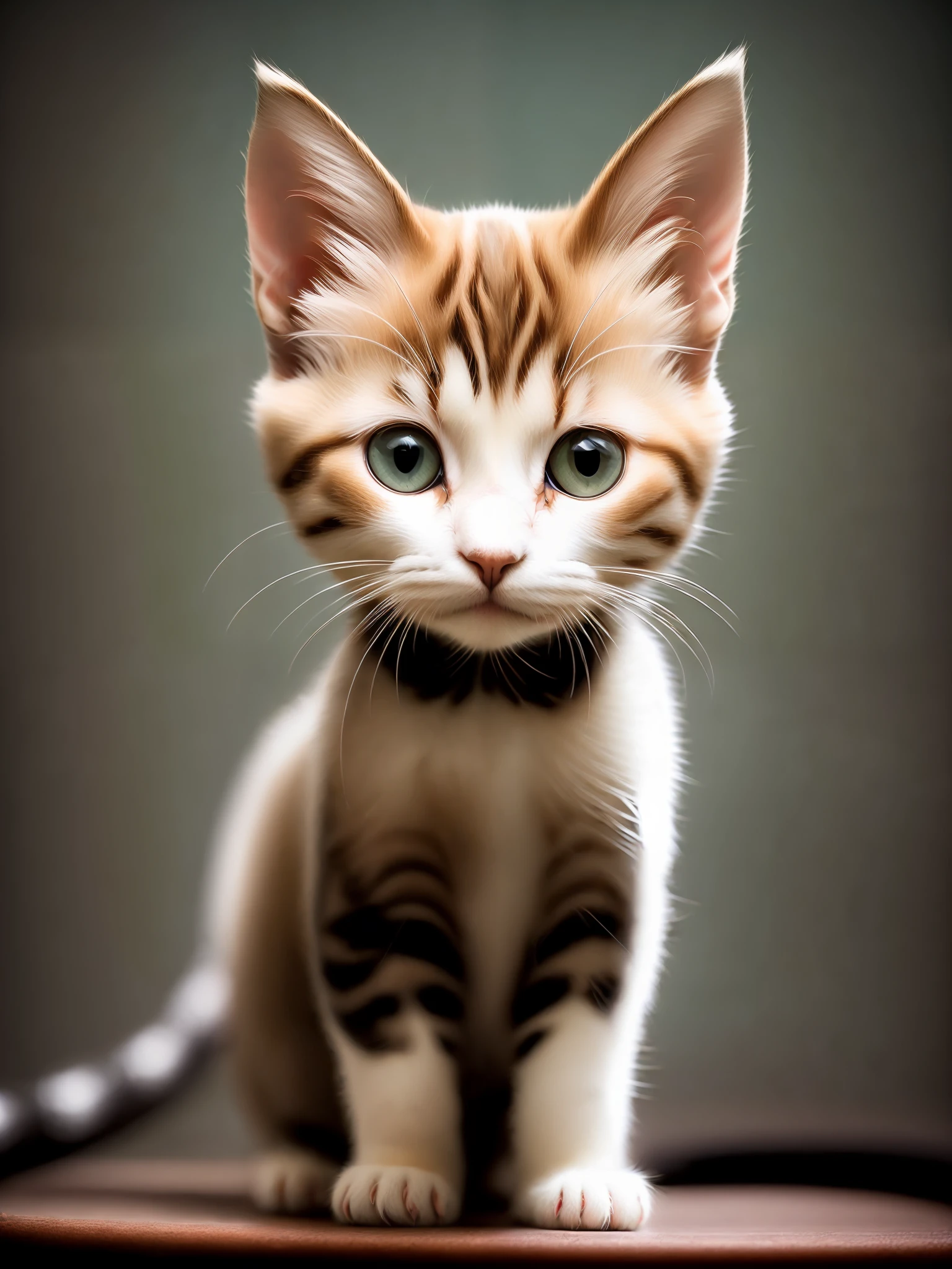 a cute kitten made out of metal, (cyborg:1.1), ([tail | detailed wire]:1.3), (intricate details), hdr, (intricate details, hyperdetailed:1.2), cinematic shot, vignette, centered
