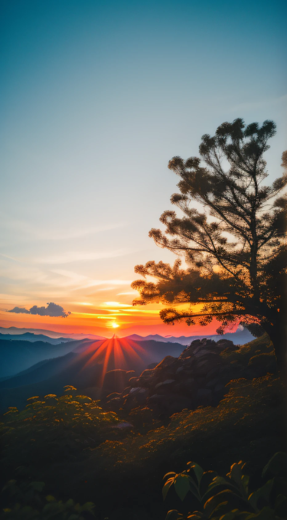 Sunset, evening glow, distant view, realistic, rich colors, gorgeous and colorful, wide-angle lens, shooting in the evening, positive film, naturalistic style, high-definition filming.