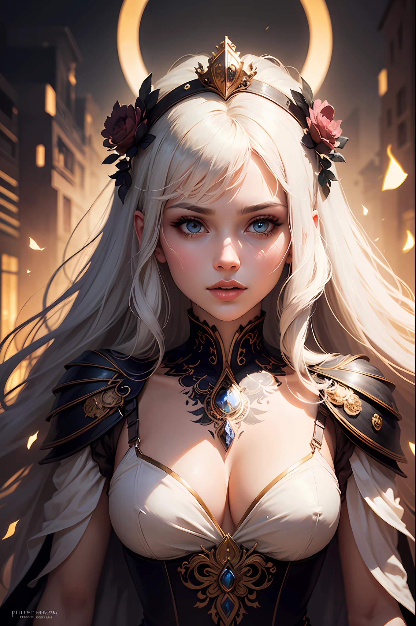 ((gorgeous princess)), one person, long flowing white hair, (bright and beautiful eyes), trending on Art Station, Flower of Hope by Jean-Honor Fragonard, Peter mohrbacher, super detailed, crazy details, Stunning, intricate, elite, art nouveau, ornate, liquid wax, elegant, luxurious, Greg Rutkowski, ink style, sticker, vector art beautiful character design, double exposure shot, luminous design , winning entry, masterpiece, amoled black background, --auto