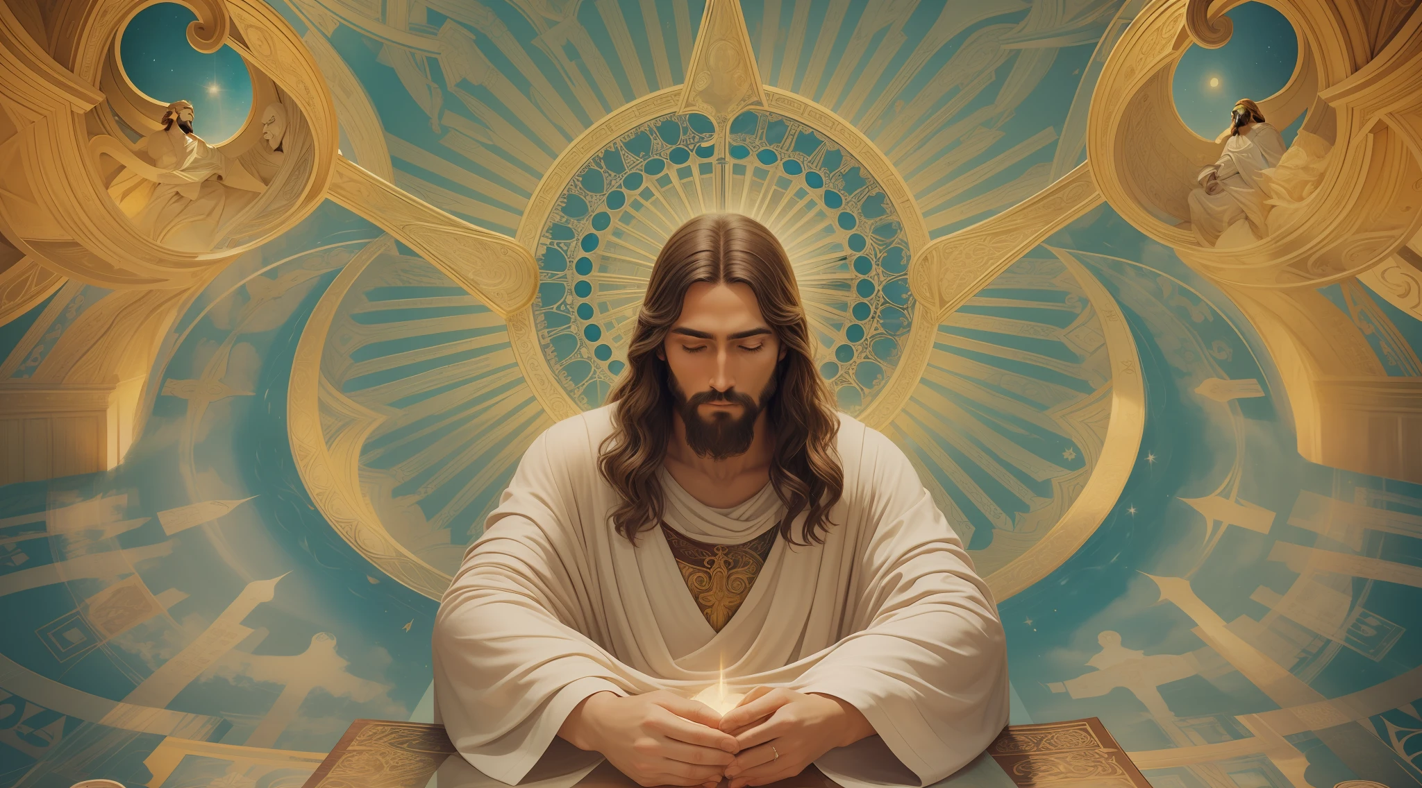 Jesus, the Philosopher of Wisdom"
description:
In this unique creation in SeaArt, we portray Jesus Christ as a philosopher of wisdom, Exploring the depths of human knowledge and understanding. With delicate strokes and evocative colors, This image captures the transcendental essence of his wisdom and compassion.
The scenario shows Jesus in the midst of a serene environment, surrounded by disciples and followers eager to absorb his transformative words. Seu olhar profundo reflete uma mente iluminada, mergulhada nas verdades universais do ser e do existir.
Por meio dessa arte inspiradora, Witness the fusion between spirituality and the search for truth, representing Jesus not only as a historical figure, but as an eternal symbol of wisdom and love. His calm posture and gentle gestures radiate a presence that transcends time, inviting us to reflect on the purpose of life and the mysteries of the universe.
Explore cada detalhe meticuloso desta imagem, where knowledge and compassion come together in harmony. Feel the connection to the brilliant mind of the Philosopher of Wisdom and let his words touch the core of your soul.
Ao contemplar essa obra, allow yourself to be inspired by the timeless lessons Jesus taught us, inviting us to seek inner truth and to understand the inestimable value of empathy and mutual understanding.
Get ready for a journey of reflection and self-discovery, in which the philosophy of Jesus echoes through the ages, illuminating the path to a more meaningful and enriching existence.