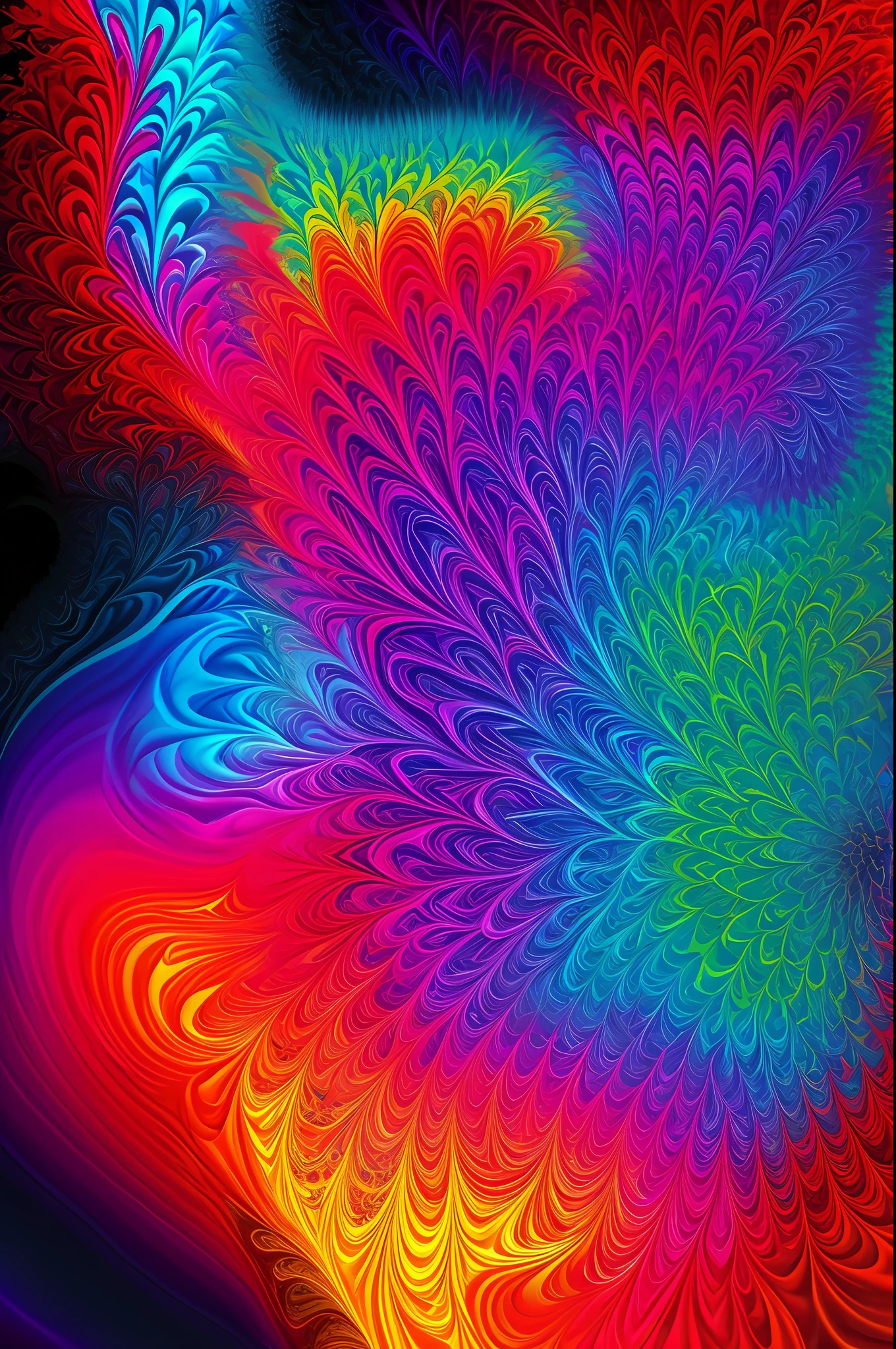 arte greatwave Alex tons alegres arte Fractal Face Splitting hearts, vibrant colors