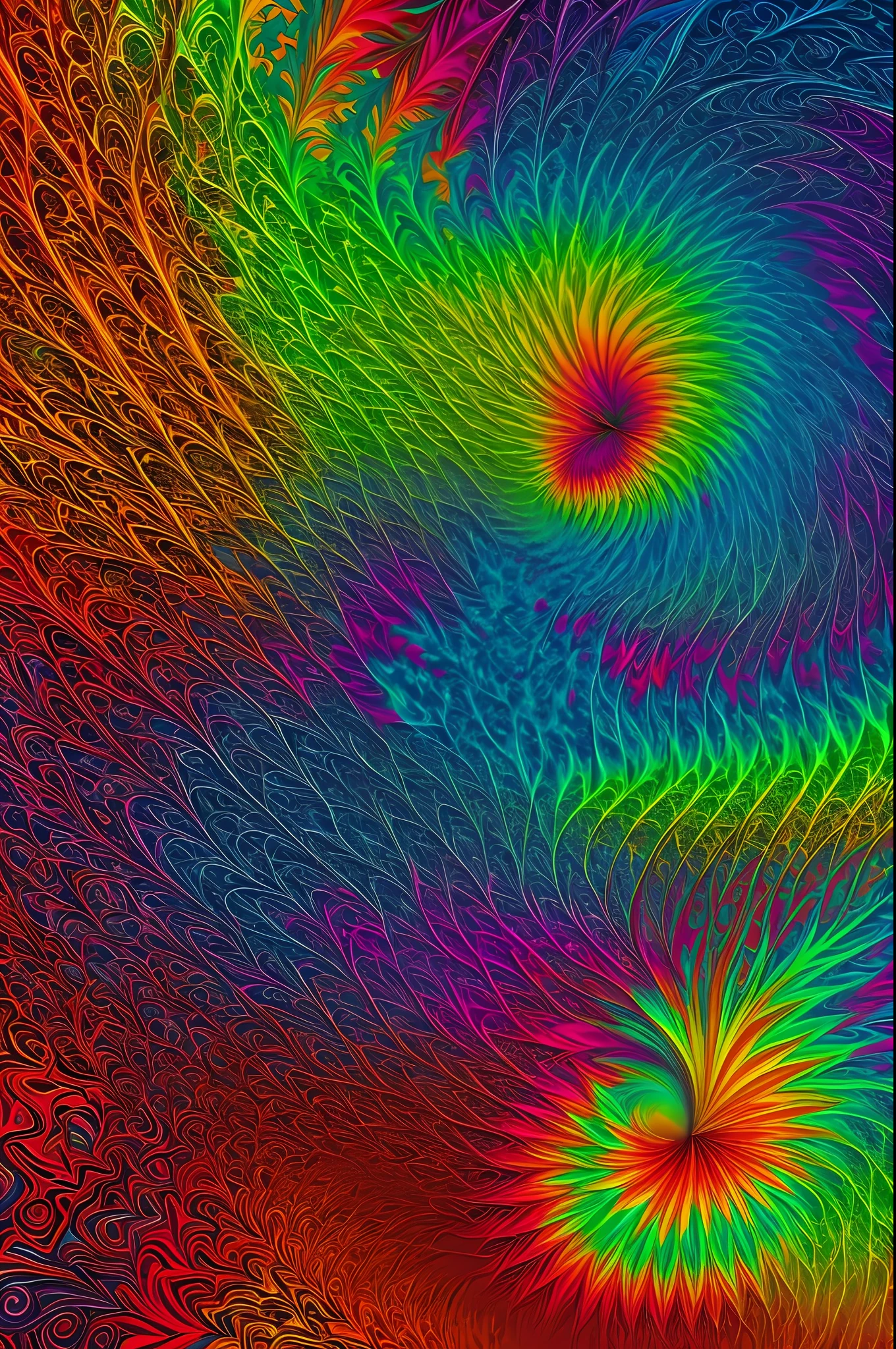 arte greatwave Alex tons alegres arte Fractal Face Splitting hearts, vibrant colors