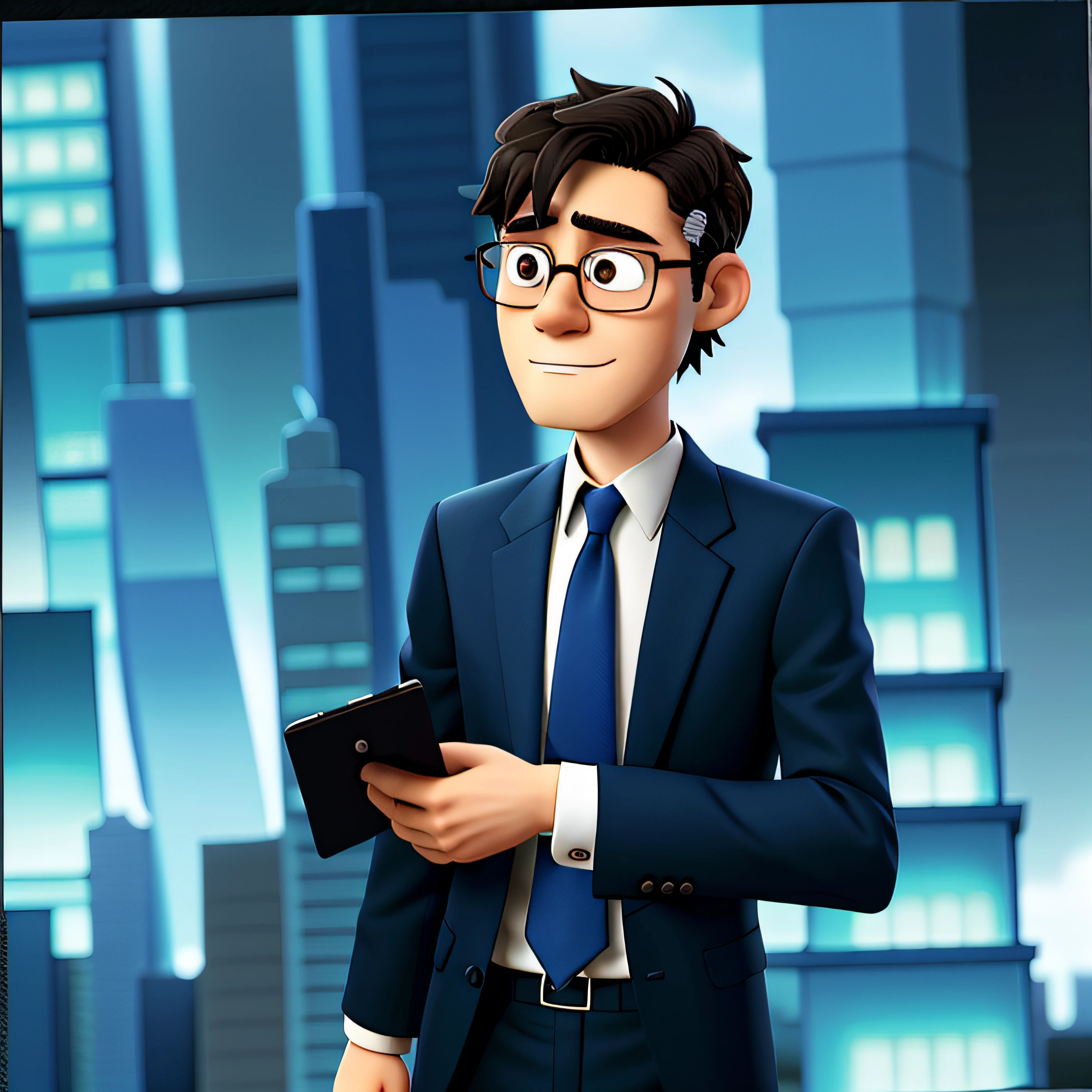there is a man wearing a blue tie and a white shirt, wearing a suit and glasses, wearing a business suit, wearing business suit, naoki ikushima, catalog photo, in suit with black glasses, kousuke oono, keita morimoto, masahiro ito, yoshifumi ushima, daisuke tsutsumi, wearing suit