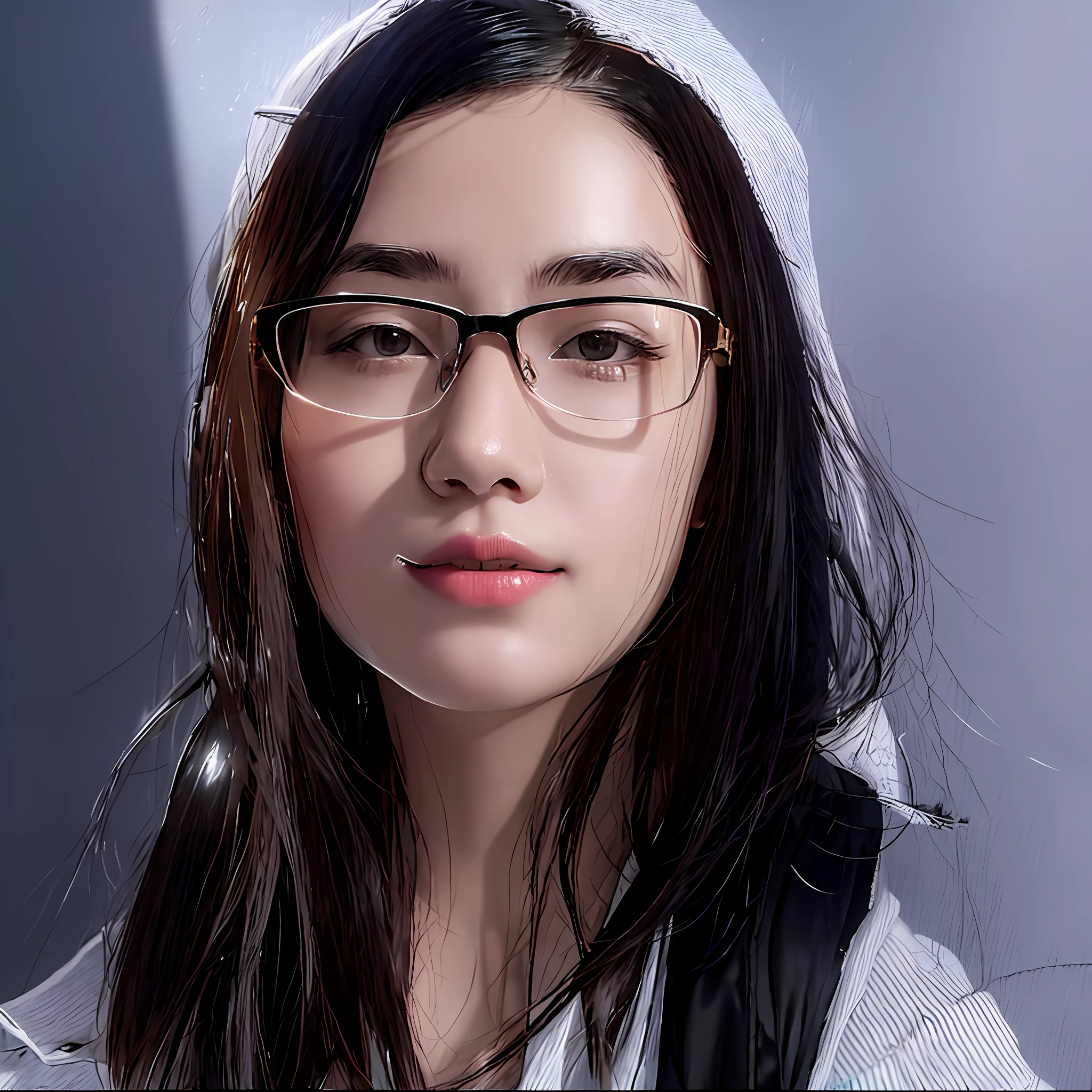 there is a woman with glasses and a white shirt posing for a picture, 2 8 years old, 2 7 years old, 2 9 years old, 3 2 - year - old, 38 years old, wenfei ye, With glasses, 3 6 years old, 8k selfie photograph, Zhang Pengzhen, Lin Qifeng, xintong chen, professional profile picture