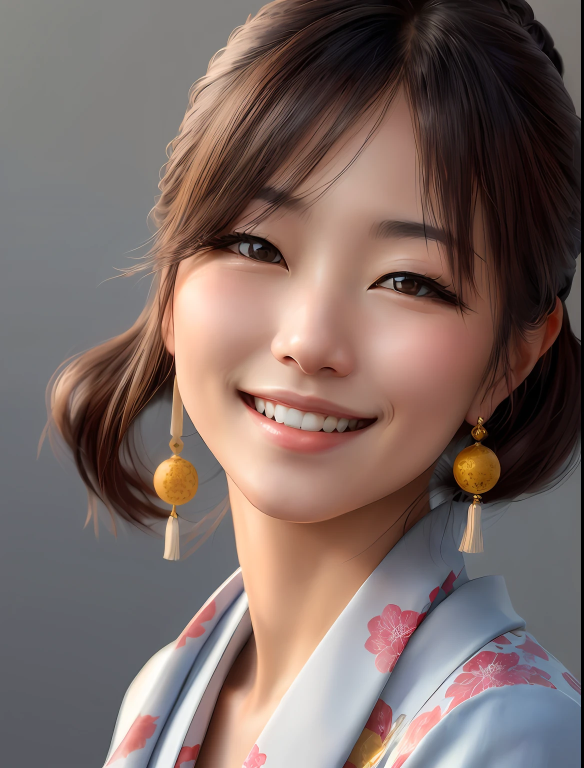 Beautiful Japan woman smiling isolated on white background,8K,stylish