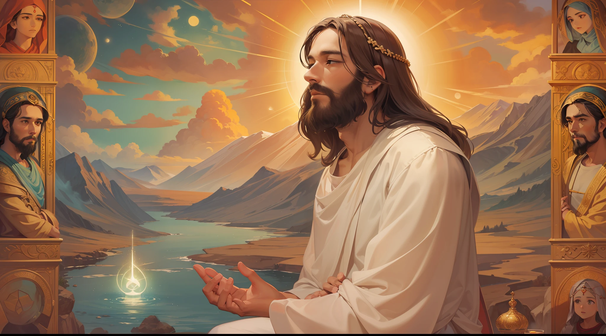 Jesus, the Philosopher of Wisdom"
description:
In this unique creation in SeaArt, we portray Jesus Christ as a philosopher of wisdom, Exploring the depths of human knowledge and understanding. With delicate strokes and evocative colors, This image captures the transcendental essence of his wisdom and compassion.
The scenario shows Jesus in the midst of a serene environment, surrounded by disciples and followers eager to absorb his transformative words. Seu olhar profundo reflete uma mente iluminada, mergulhada nas verdades universais do ser e do existir.
Por meio dessa arte inspiradora, Witness the fusion between spirituality and the search for truth, representing Jesus not only as a historical figure, but as an eternal symbol of wisdom and love. His calm posture and gentle gestures radiate a presence that transcends time, inviting us to reflect on the purpose of life and the mysteries of the universe.
Explore cada detalhe meticuloso desta imagem, where knowledge and compassion come together in harmony. Feel the connection to the brilliant mind of the Philosopher of Wisdom and let his words touch the core of your soul.
Ao contemplar essa obra, allow yourself to be inspired by the timeless lessons Jesus taught us, inviting us to seek inner truth and to understand the inestimable value of empathy and mutual understanding.
Get ready for a journey of reflection and self-discovery, in which the philosophy of Jesus echoes through the ages, illuminating the path to a more meaningful and enriching existence.