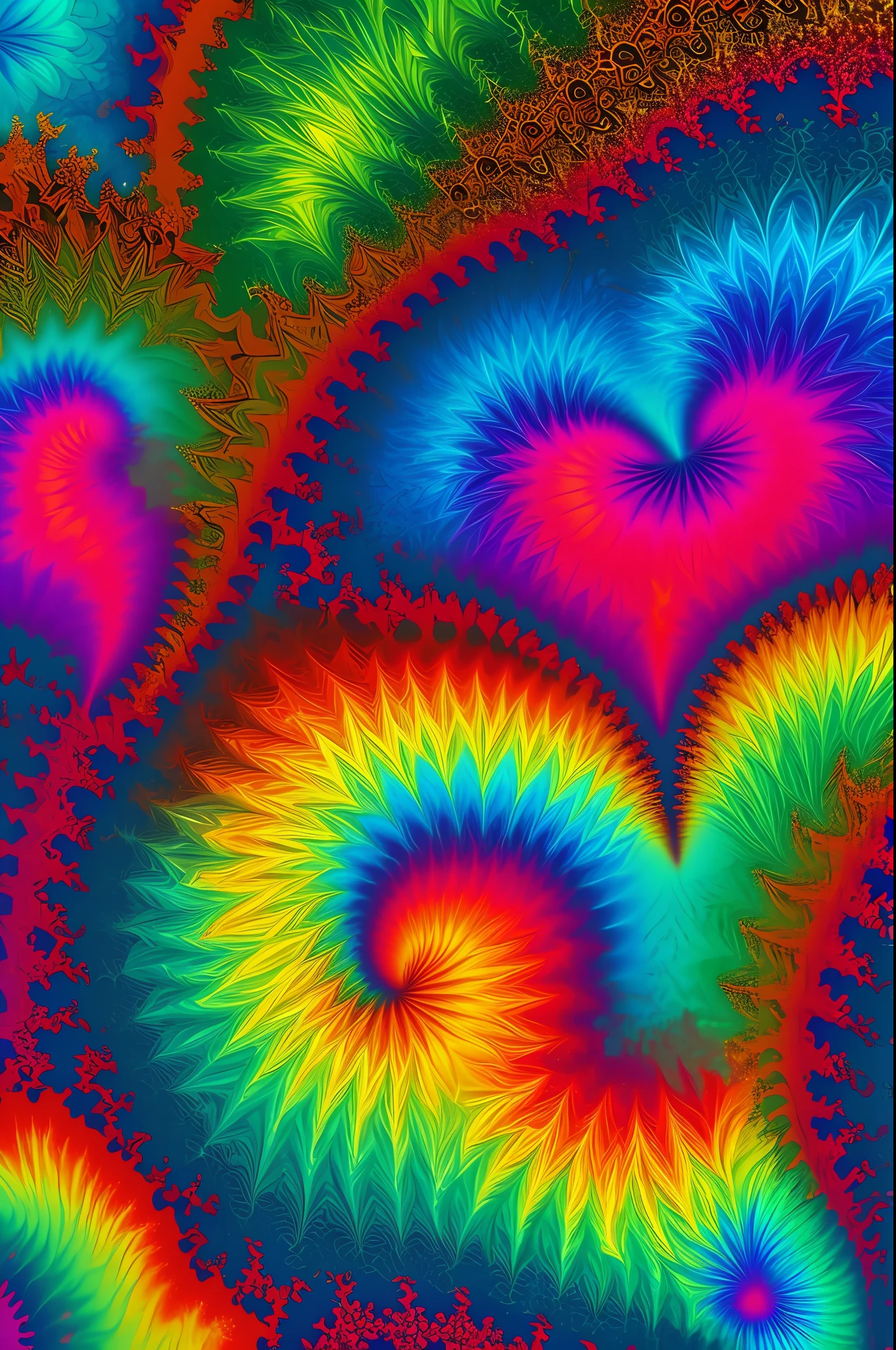 arte greatwave Alex tons alegres arte Fractal hearts Splitting , vibrant colors