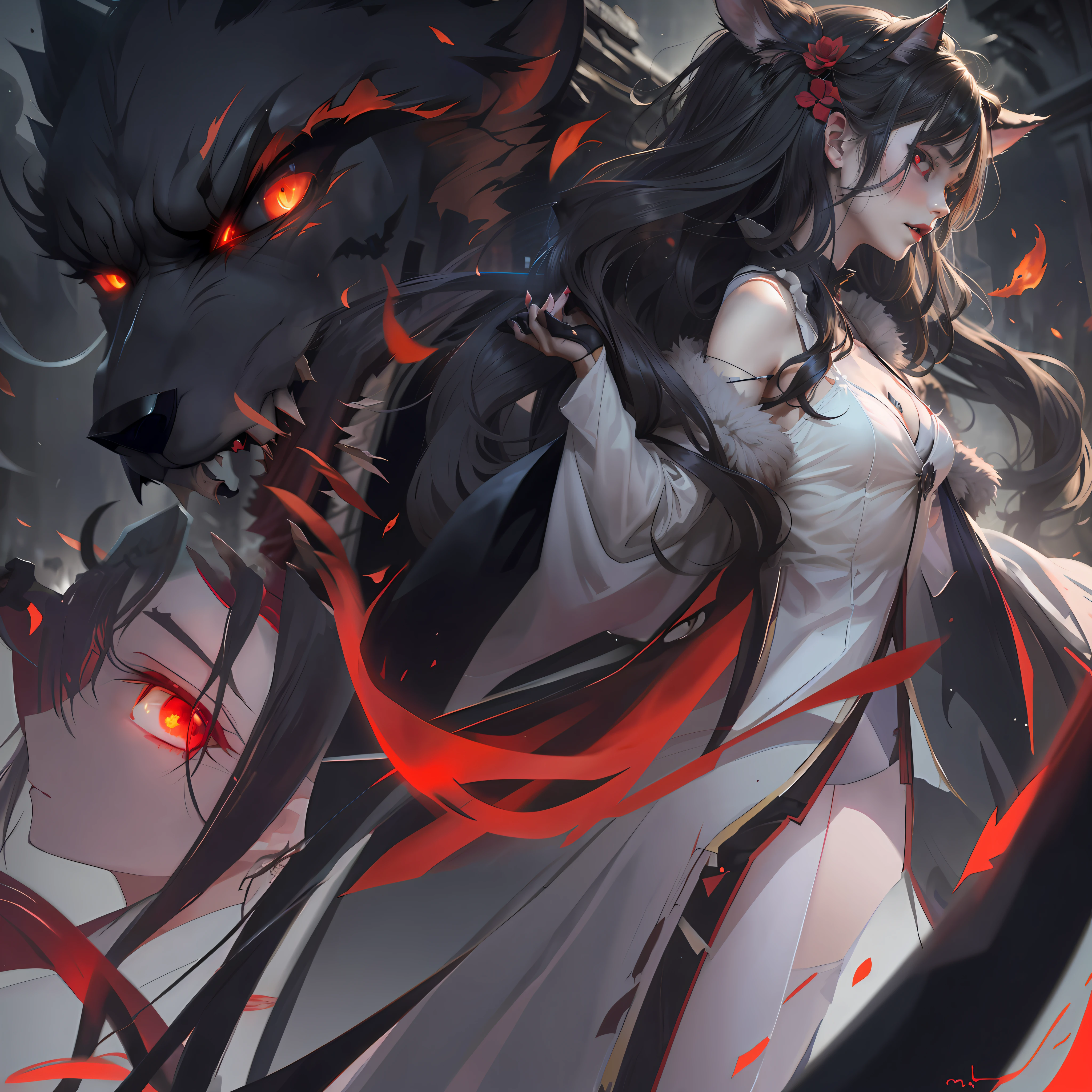 Anime girl with horns and demon face with red eyes, Extremely detailed Artgerm, Artgerm and Atey Ghailan, by Yang J, Artgerm on ArtStation Pixiv, trending on artstation pixiv, ahri, artgerm detailed, WLOP and Sakimichan, Ruan Jia and Artgerm