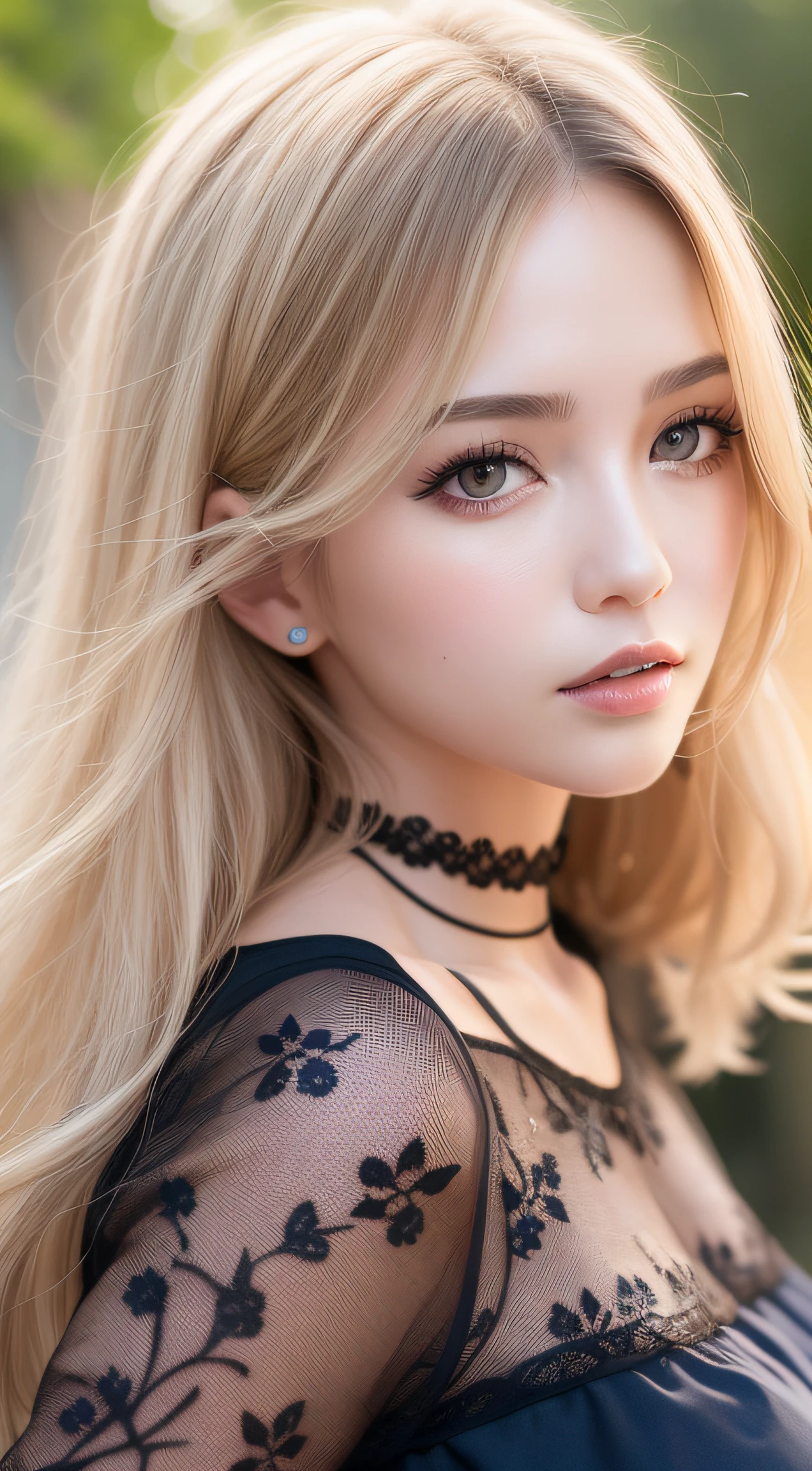 ​masterpiece, top-quality, hight resolution, photographrealistic,、One adult woman、Princess Line Dresses、Beautiful Face Woman、Beautiful blonde long hair、