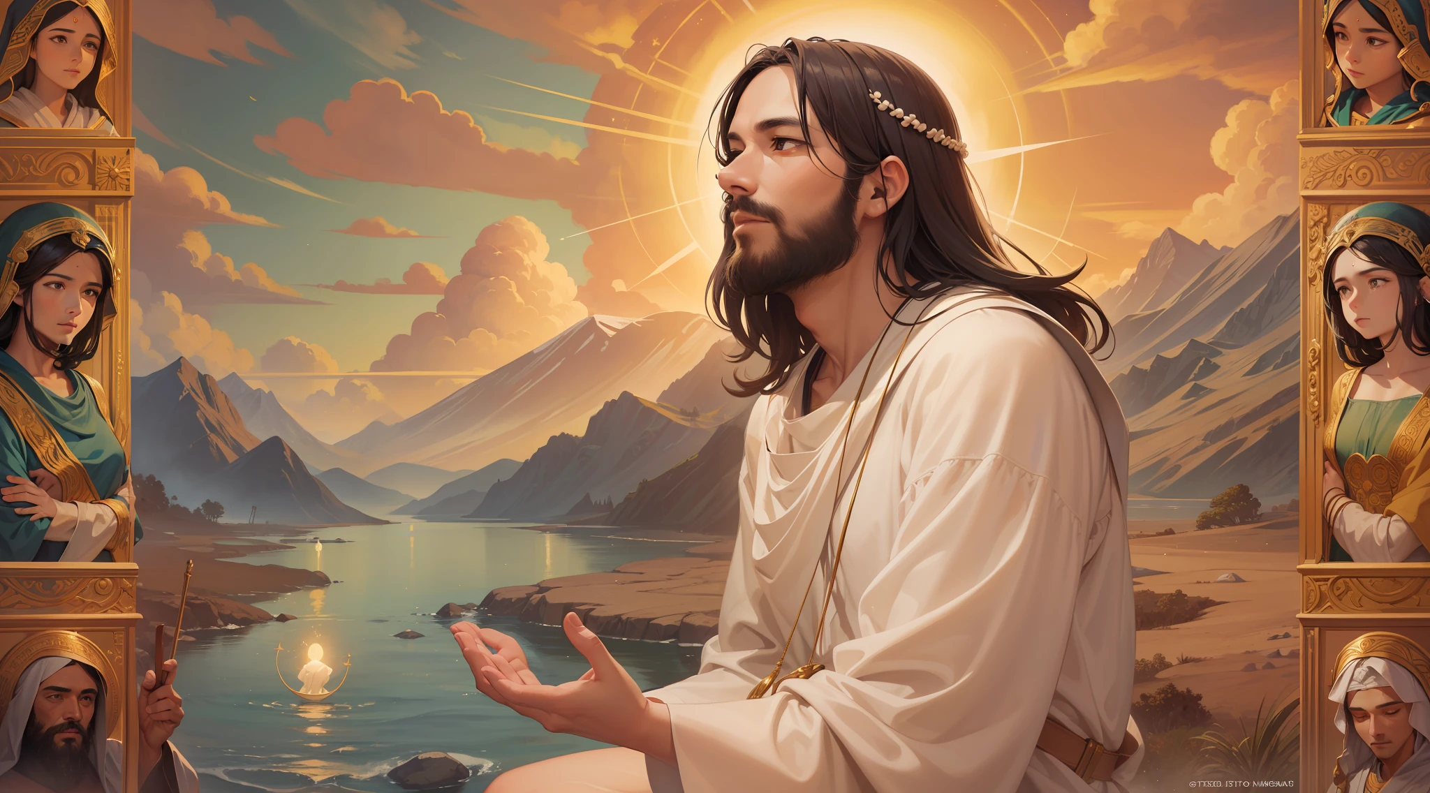 Jesus, the Philosopher of Wisdom"

description:
In this unique creation in SeaArt, we portray Jesus Christ as a philosopher of wisdom, Exploring the depths of human knowledge and understanding. With delicate strokes and evocative colors, This image captures the transcendental essence of his wisdom and compassion.

The scenario shows Jesus in the midst of a serene environment, surrounded by disciples and followers eager to absorb his transformative words. Seu olhar profundo reflete uma mente iluminada, mergulhada nas verdades universais do ser e do existir.

Por meio dessa arte inspiradora, Witness the fusion between spirituality and the search for truth, representing Jesus not only as a historical figure, but as an eternal symbol of wisdom and love. His calm posture and gentle gestures radiate a presence that transcends time, inviting us to reflect on the purpose of life and the mysteries of the universe.

Explore cada detalhe meticuloso desta imagem, where knowledge and compassion come together in harmony. Feel the connection to the brilliant mind of the Philosopher of Wisdom and let his words touch the core of your soul.

Ao contemplar essa obra, allow yourself to be inspired by the timeless lessons Jesus taught us, inviting us to seek inner truth and to understand the inestimable value of empathy and mutual understanding.

Get ready for a journey of reflection and self-discovery, in which the philosophy of Jesus echoes through the ages, illuminating the path to a more meaningful and enriching existence.