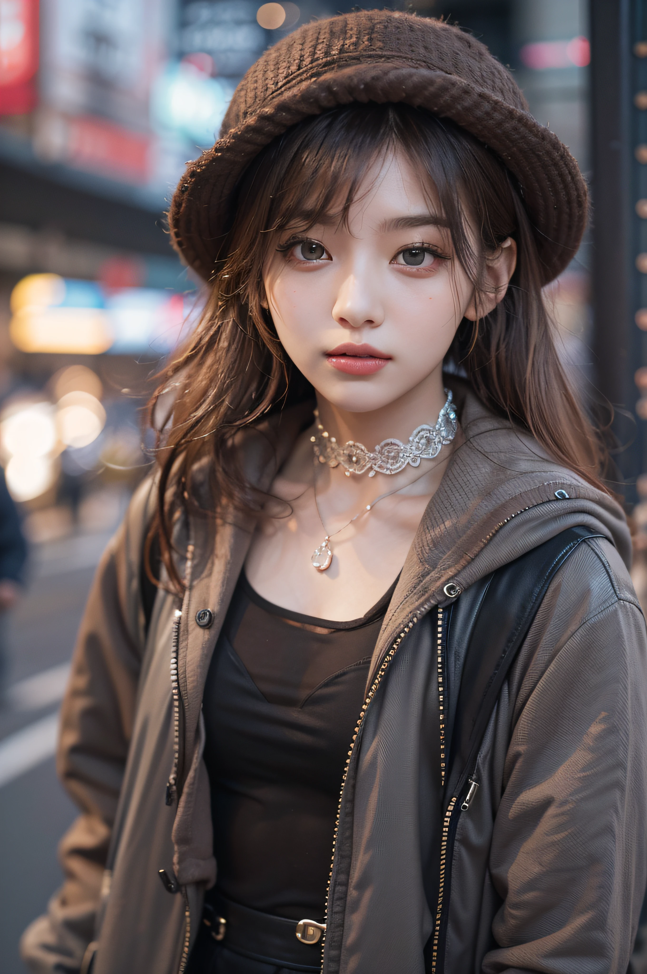Best Quality Detail:1.2, realisitic, 8K UHD, hight resolution, 1girl in:1.2, The ultra-detailliert, High quality textures, intricate detailes, detaileds, Very detailed CG, High quality shadows, Detail Beautiful delicate face, Detail Beautiful delicate eyes, depth of fields, Ray traching, in her 20s, Pretty Kpop Girl, Korean Urzan Face:1.1, Slender face, ulzzang -6500-v1.1:0.6, pureerosface_v1, gloweyes, teak, Glossy lips, perfectbody, a choker、cleavage of the breast、 Brown hair、poneyTail:1.1, Street, Particle, look at viewr, Photorealsitic:1.4, ultra-detailliert, photos realistic, 4K 8K UHD Full Color RAW Photos, Fuji Film(Medium format:1.2), Hasselblad:1.2, Carl zeiss:1.1, Incredible dynamic range photography(UTIL_Art by Smoose-768:1.1), hight resolution, High pixel count, clear details, crisp image, Natural color reproduction, Noise Reduction, High fidelity, qulity, Software Improvements, Upscaling, Optimized algorithms, Pro-level retouching、((Shibuya, tokyo prefecture))、On the way to shopping、((Fashionable clothes with a very high design))、Casual Tracksuit: Sporty and casual tracksuit、Fashionable style