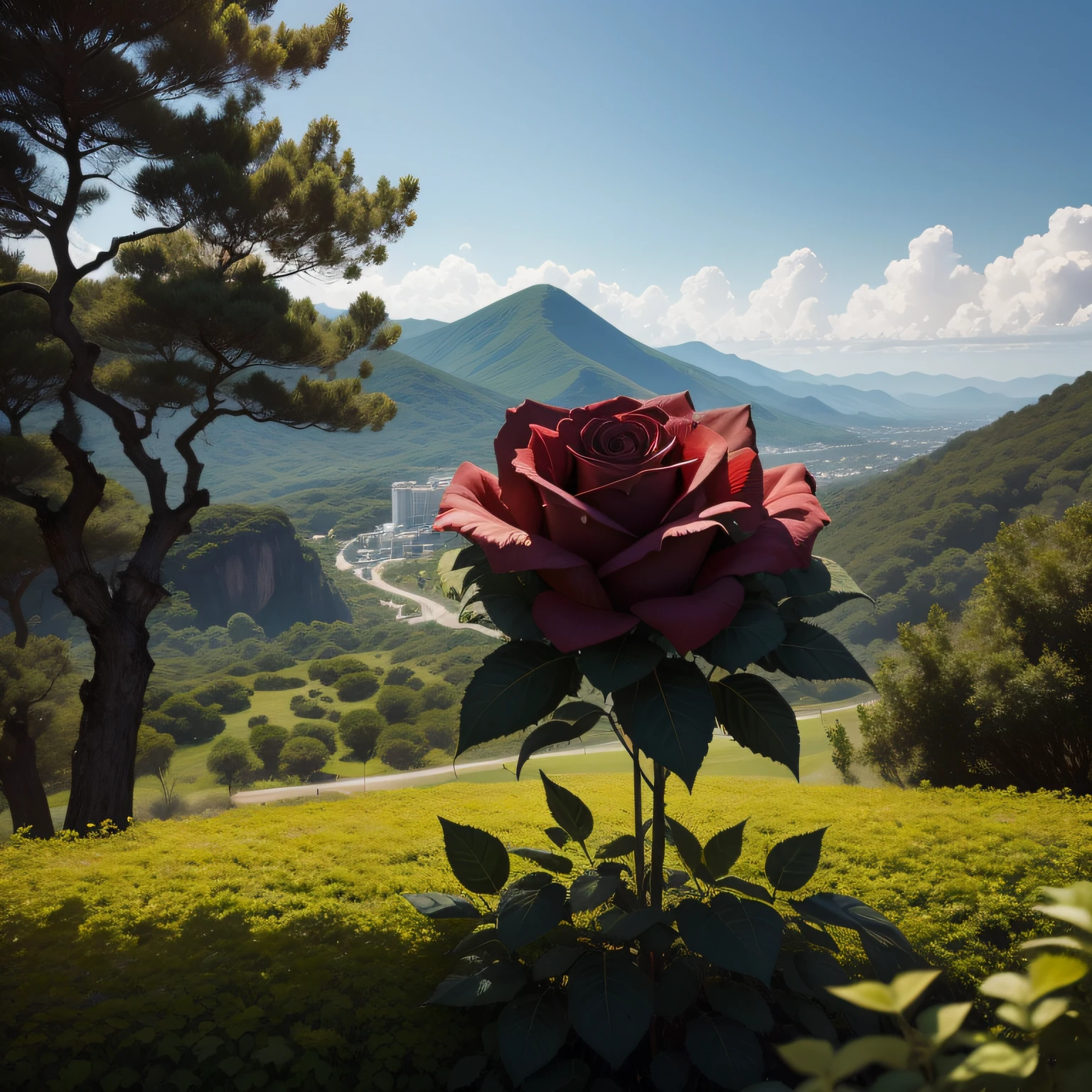 Rosa Negra (VEGETAL), folhas de ouro, (fundo: rosa), paisagem Neutra. highes definition, Superior quality lighting and sharpness, Altra-HD.