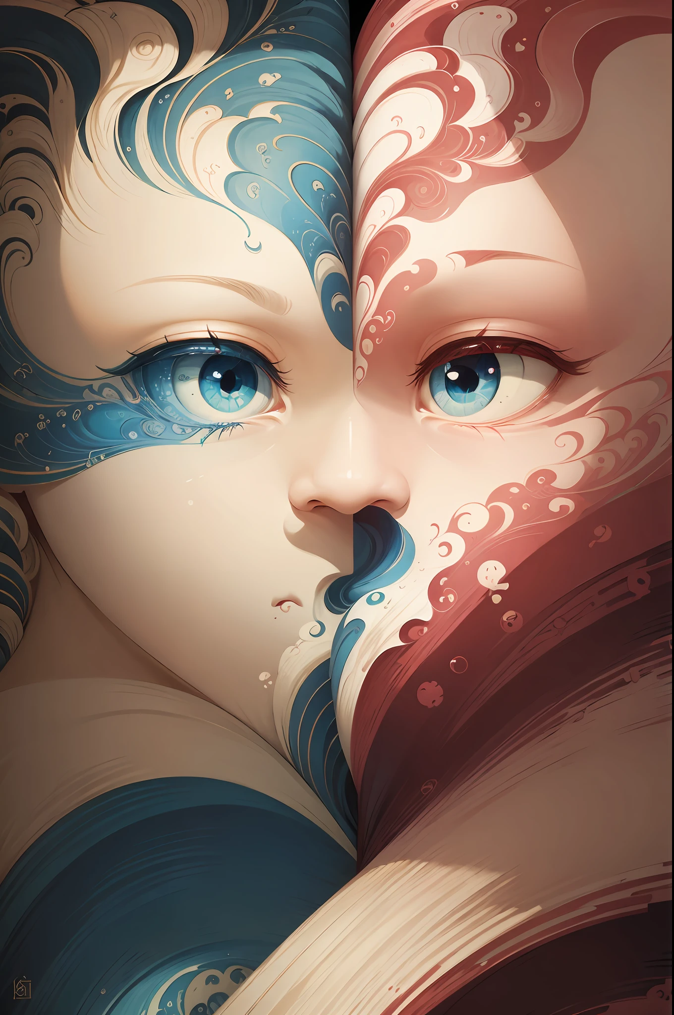 arte greatwave Alex tons alegres arte Fractal Face feliz Splitting, Tons rosa, cores vibrantes