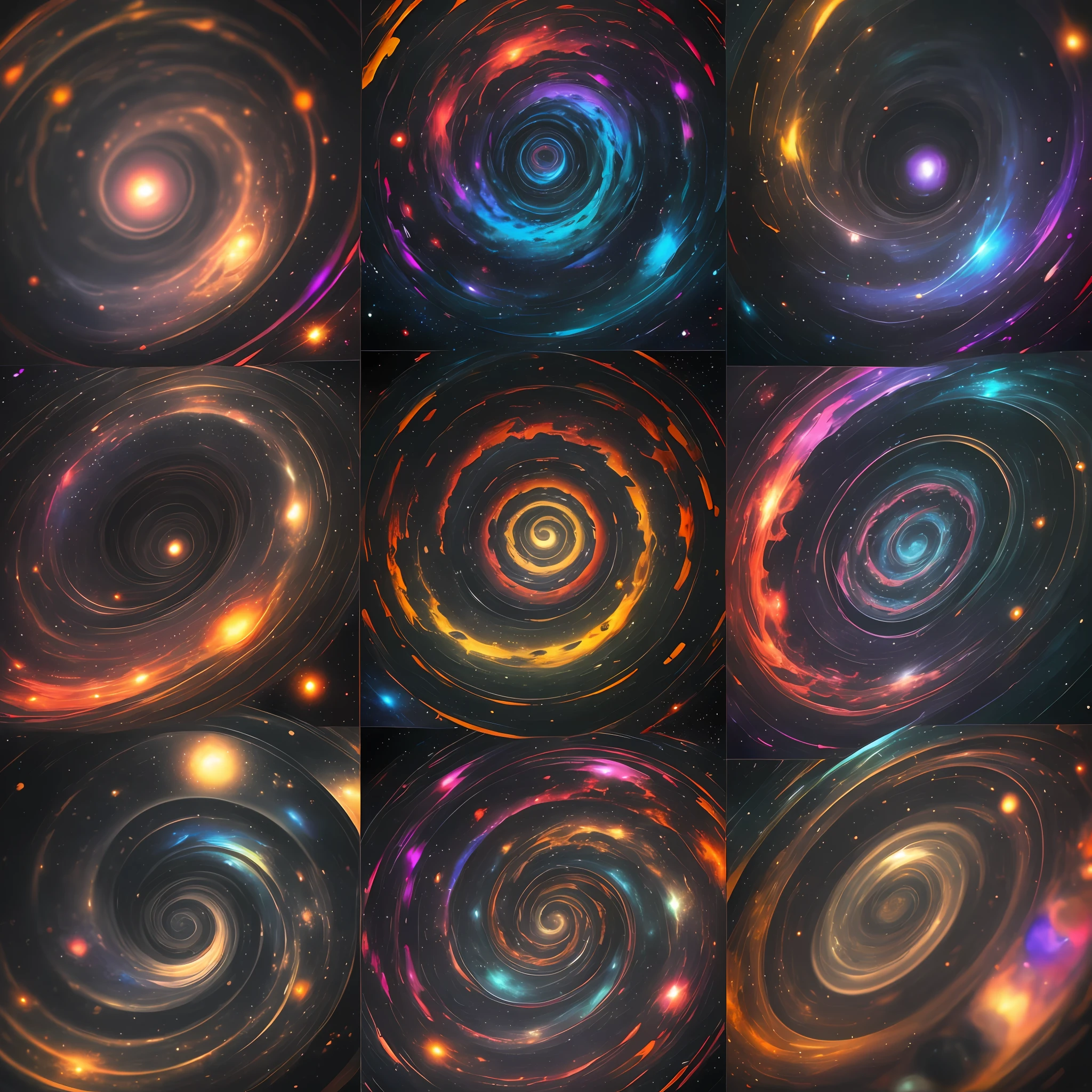 A spiral is a shape that can be produced from a curved line that winds around a central point. It is found in many forms of nature, such as galaxies, inside shells, in the shell of a snail, in the form of a hurricane, among others.

The combination of red, yellow, and blue colors is known as primary colors. These colors are the basis for other colors created from your mix. When these three colors are combined in a spiral, it is possible to observe a vibrant and engaging pattern, with an attractive and energizing aspect.

Red is a warm and intense color, which represents passion, love, energy and strength. Yellow is a vibrant, bright color that represents joy, optimism, light, and energy. Blue is a fresh and calm color, which represents tranquility, serenity and harmony.

By combining these colors into a single spiral, it is possible to create an incredible sense of harmony and balance, especially when colors are used in equal proportions. This combination can be used to convey a sense of energy and vitality, as well as relaxation and inner peace.

In summary, the combination of red, yellow and blue colors in a spiral is a bold choice that can bring a number of different feelings to observers. It can be used as a way to convey energy, vitality, harmony and balance or a sense of relaxation and inner peace. Either way, this color combination is a vibrant and engaging choice that is sure to leave a lasting impression. --auto --s2