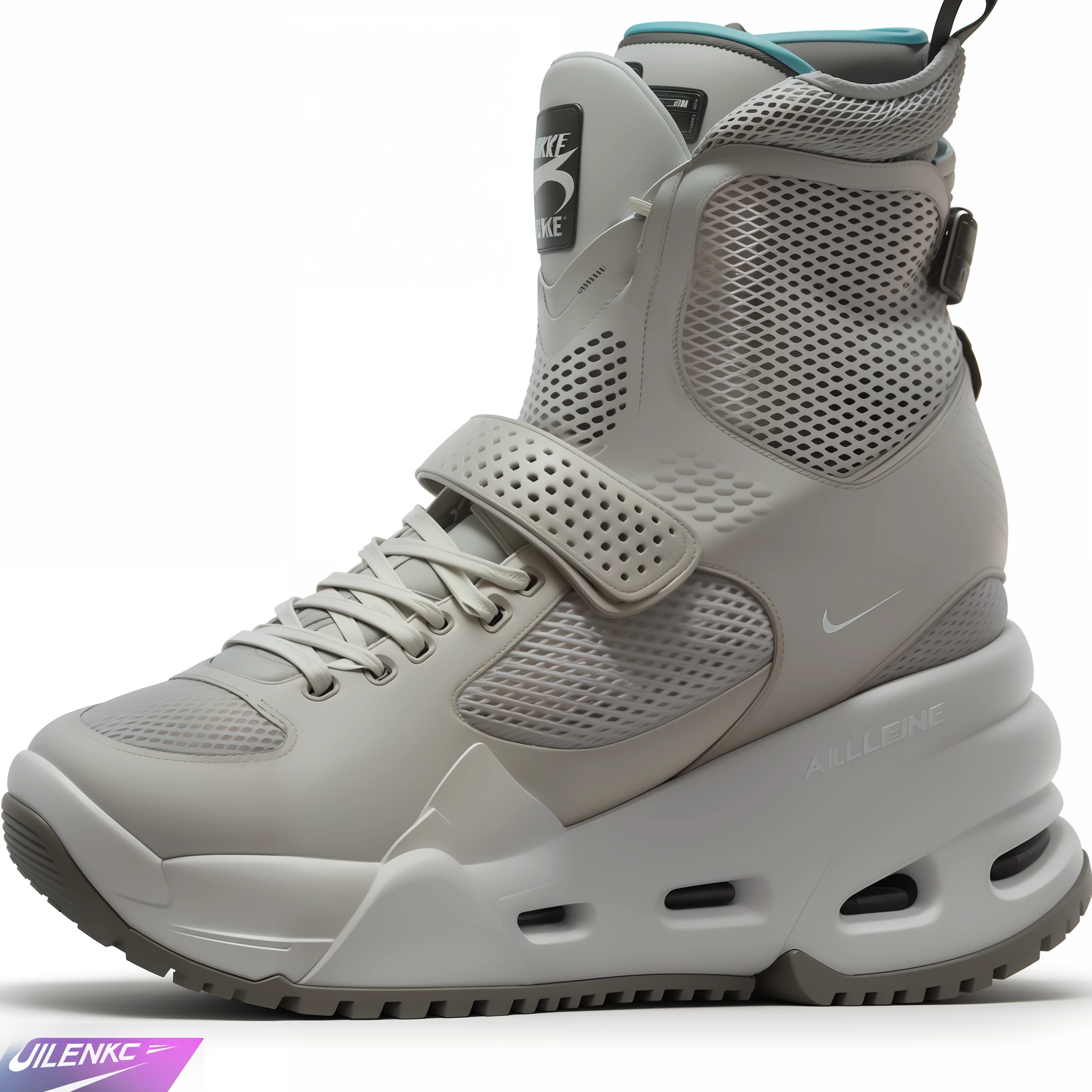 Nike Air shoes with mesh and mesh, futuristic sneakers, inflatable future shoes, futuristic balenciaga sneakers, clothes from the future, sneaker design, basketball sneaker concept art, Bottom view ， Bladerunner, Octsne render, Futuristic wardrobe in biopunk style, Speculative fashion, Vaporware style, very futuristic, Fog Bionic Vogue, based on Salomon Abbe