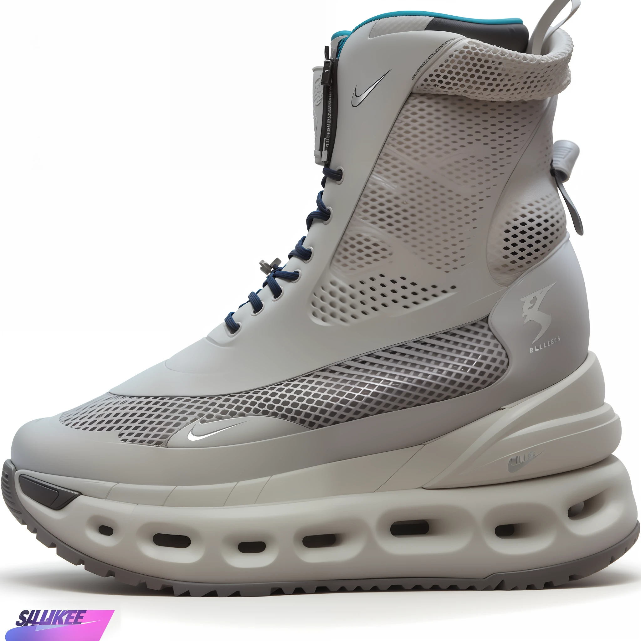 Nike Air shoes with mesh and mesh, futuristic sneakers, inflatable future shoes, futuristic balenciaga sneakers, clothes from the future, sneaker design, basketball sneaker concept art, Bottom view ， Bladerunner, Octsne render, Futuristic wardrobe in biopunk style, Speculative fashion, Vaporware style, very futuristic, Fog Bionic Vogue, based on Salomon Abbe