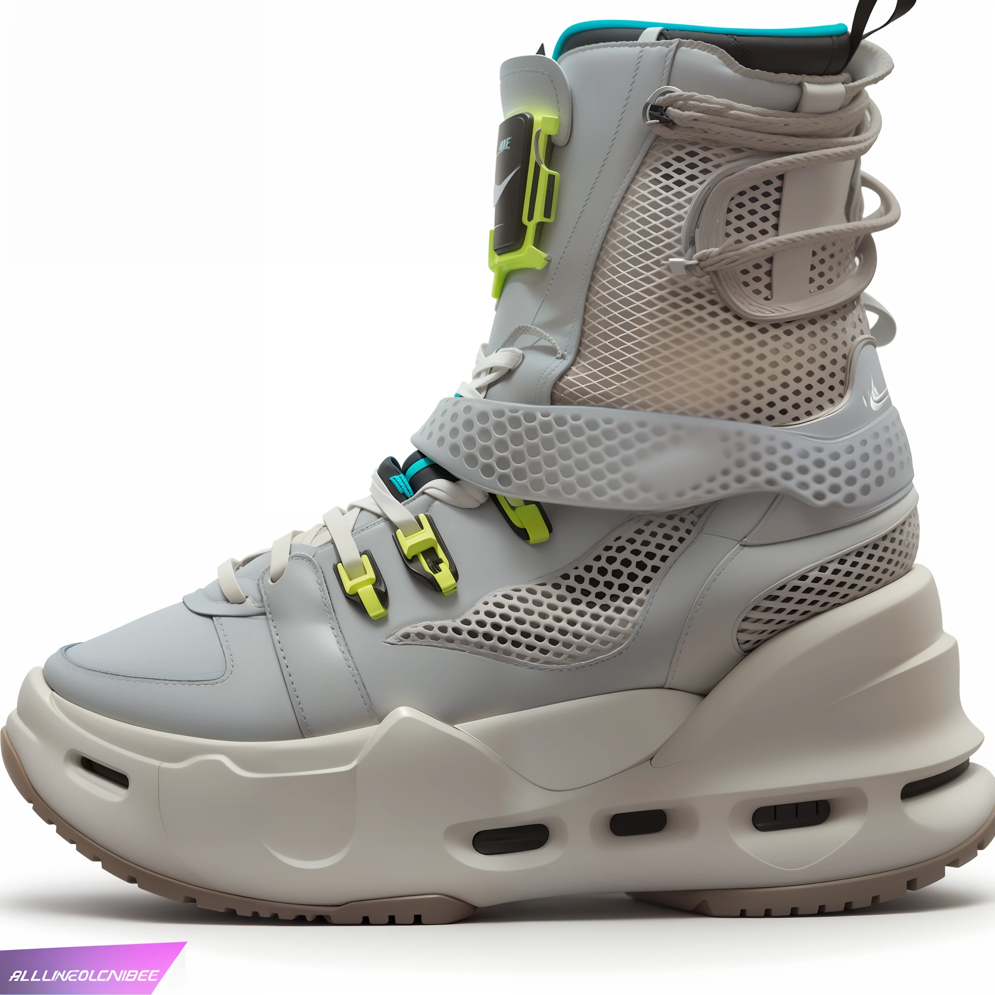 Nike Air shoes with mesh and mesh, futuristic sneakers, inflatable future shoes, futuristic balenciaga sneakers, clothes from the future, sneaker design, basketball sneaker concept art, Bottom view , Bladerunner, Octsne render, Futuristic wardrobe in biopunk style, Speculative fashion, Vaporware style, very futuristic, Fog Bionic Vogue, based on Salomon Abbe