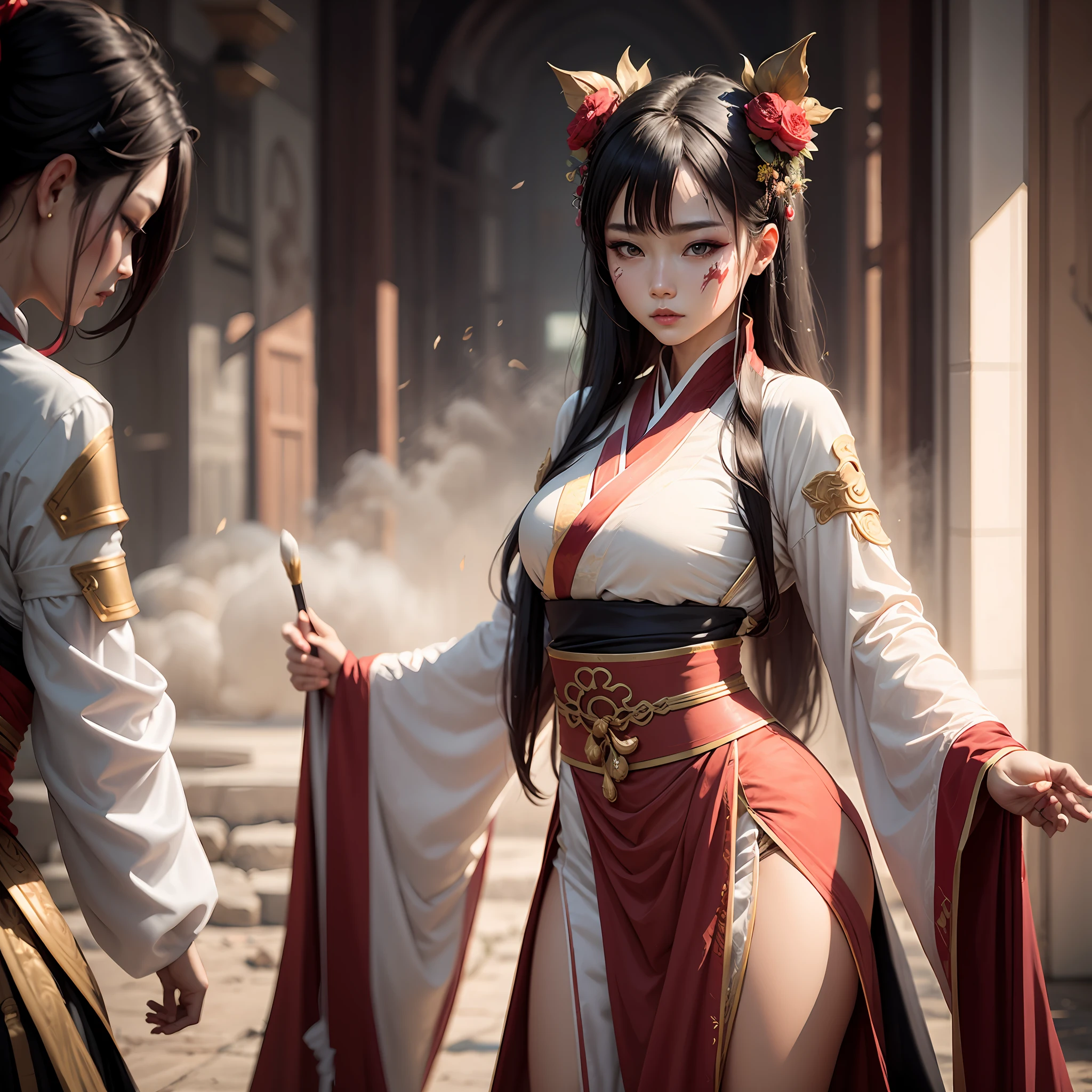 Hanfu,Female general,Battle damage makeup --auto