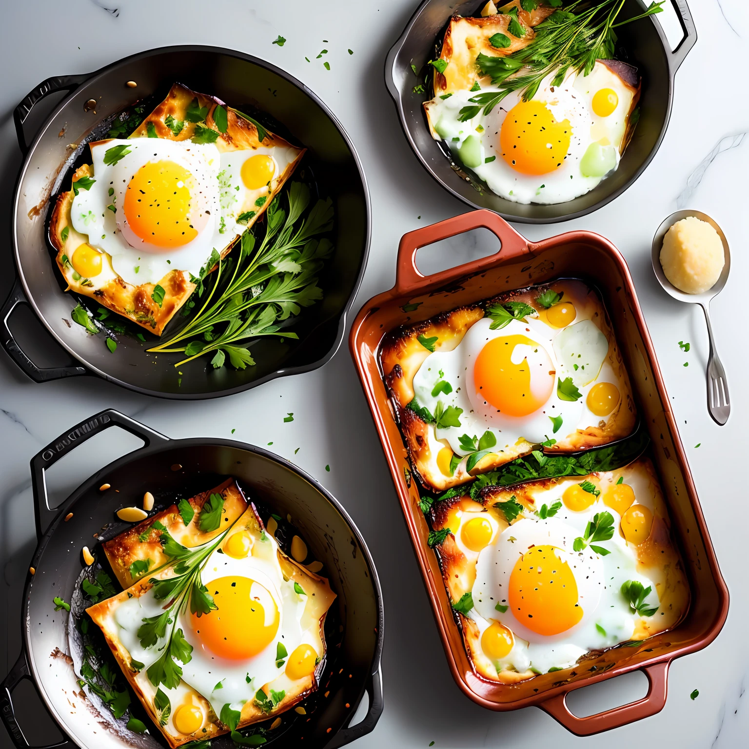 Baked dishes with onions and eggs