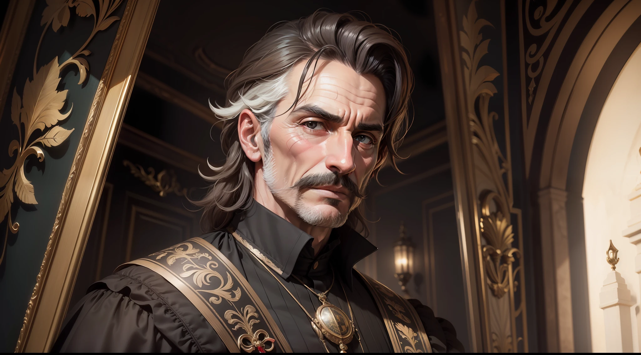 a portrait of a pensative seryously italian man, maximalist details, photorealistic, 8k