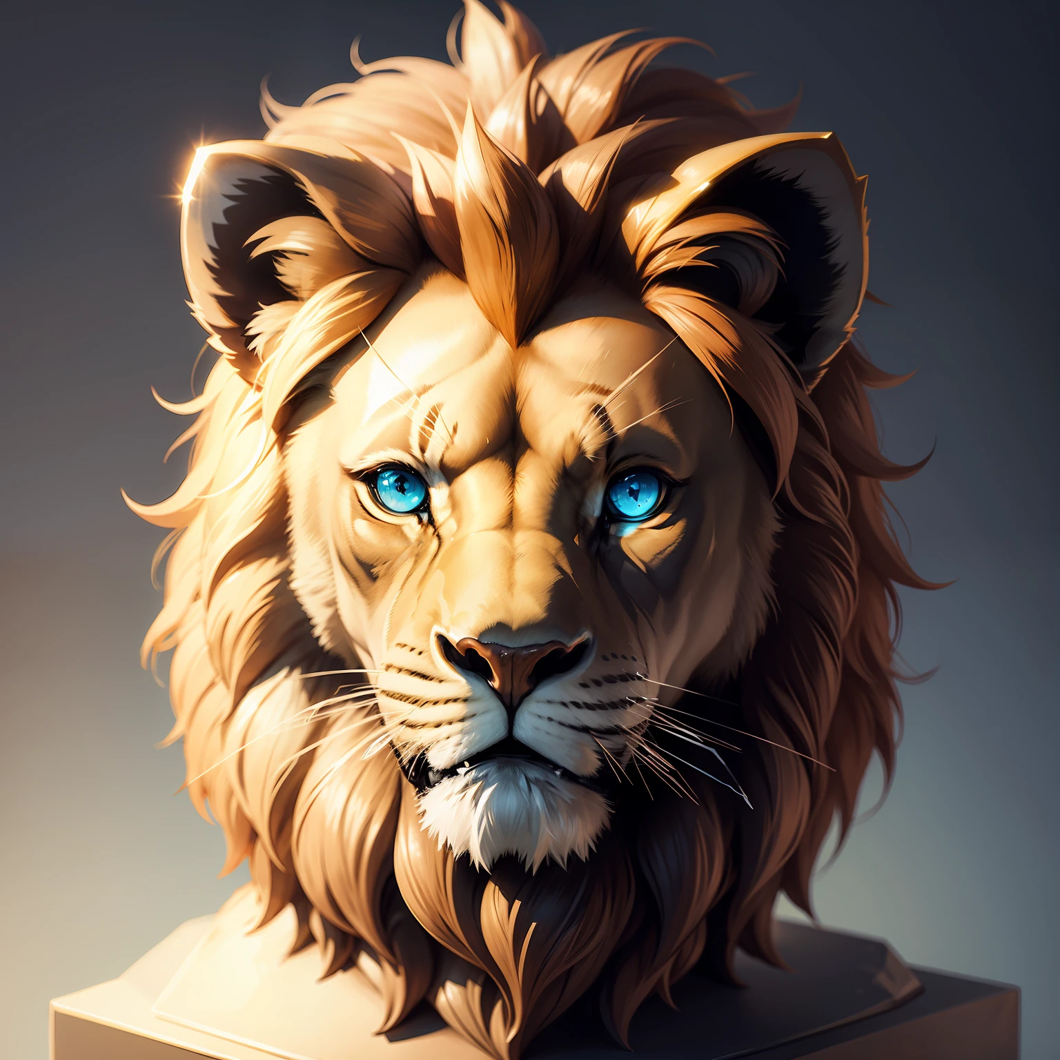 clear crystal lion bust