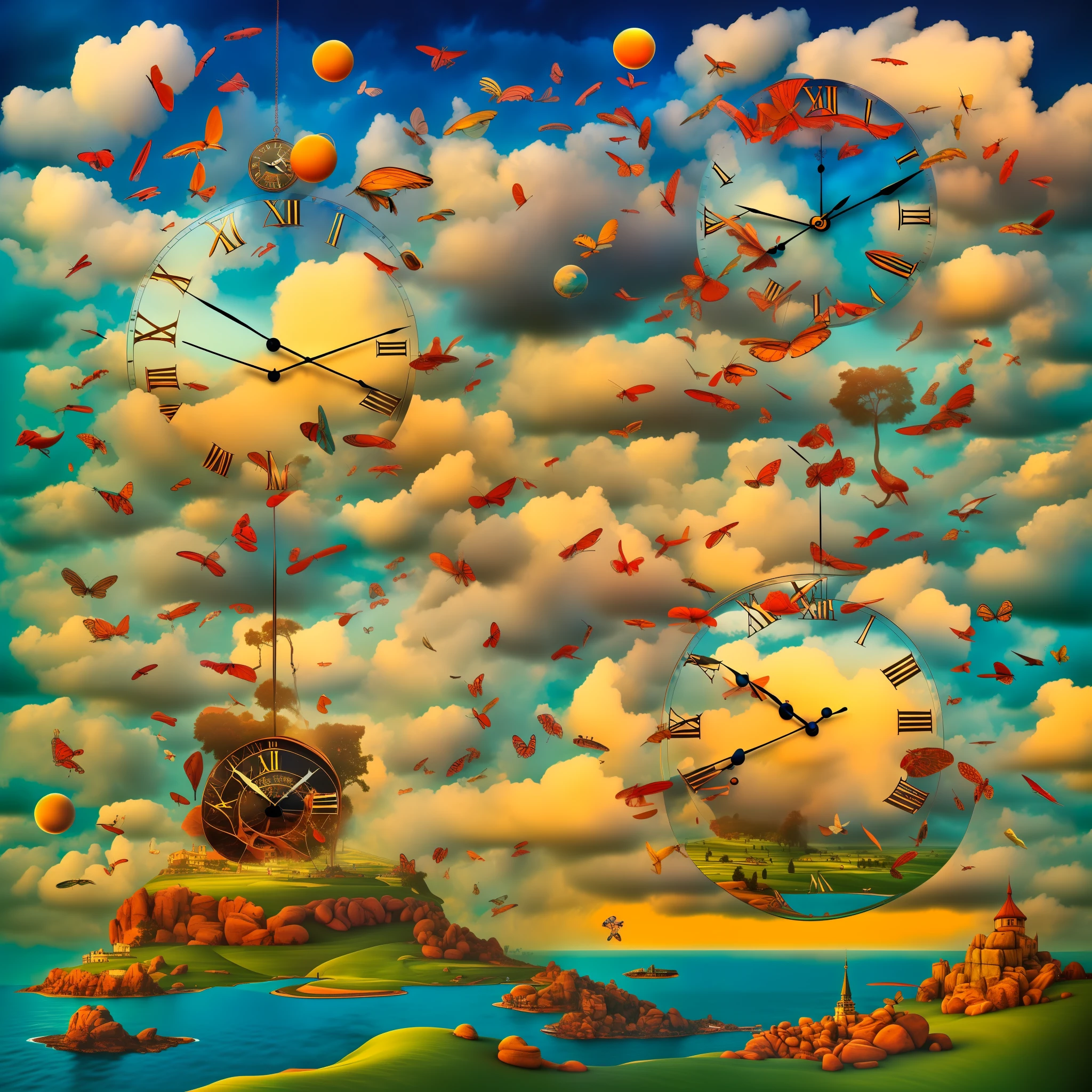 (colorfulsurrealism)++, (surrealism), clock