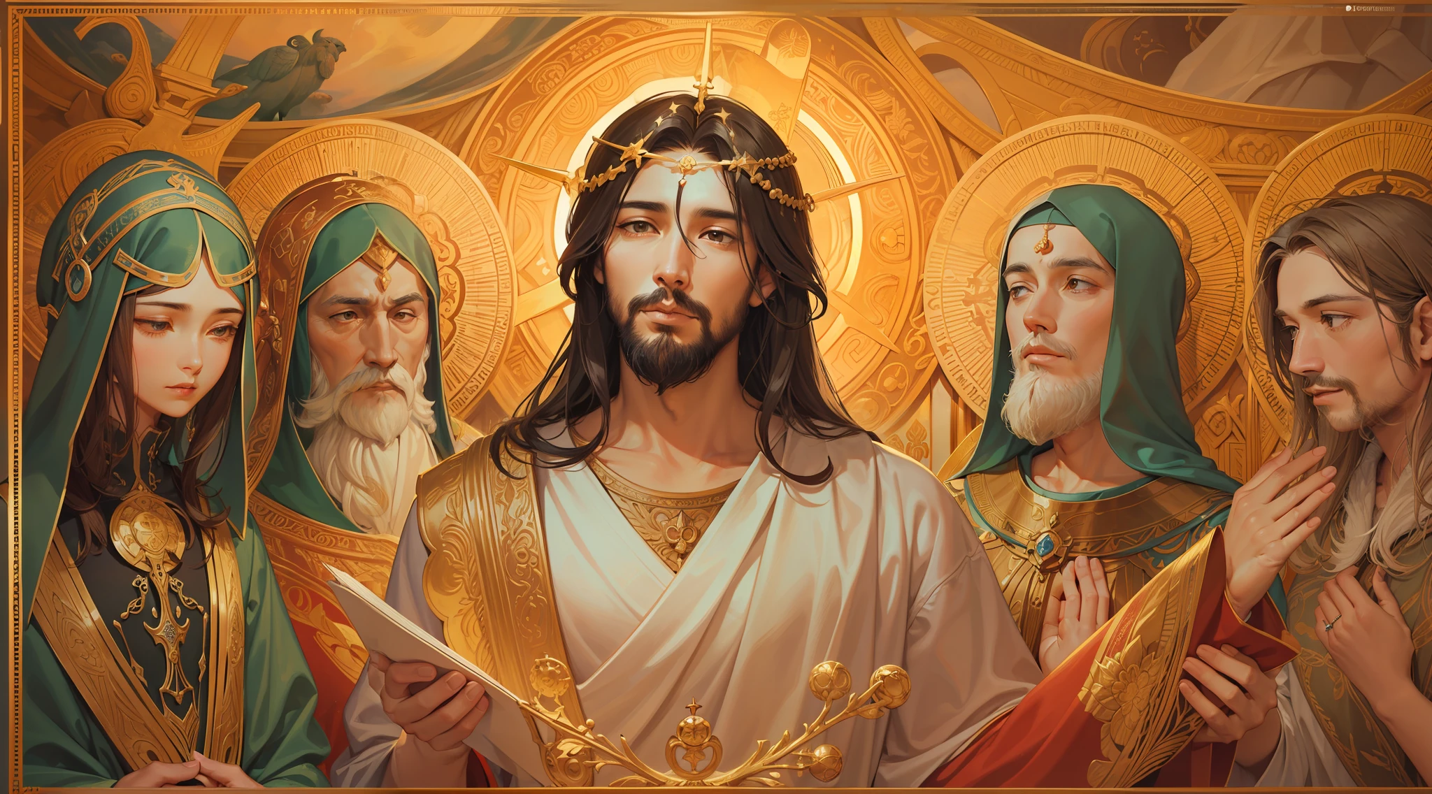 Jesus, the Philosopher of Wisdom"

description:
In this unique creation in SeaArt, we portray Jesus Christ as a philosopher of wisdom, Exploring the depths of human knowledge and understanding. With delicate strokes and evocative colors, This image captures the transcendental essence of his wisdom and compassion.

The scenario shows Jesus in the midst of a serene environment, surrounded by disciples and followers eager to absorb his transformative words. Seu olhar profundo reflete uma mente iluminada, mergulhada nas verdades universais do ser e do existir.

Por meio dessa arte inspiradora, Witness the fusion between spirituality and the search for truth, representing Jesus not only as a historical figure, but as an eternal symbol of wisdom and love. His calm posture and gentle gestures radiate a presence that transcends time, inviting us to reflect on the purpose of life and the mysteries of the universe.

Explore cada detalhe meticuloso desta imagem, where knowledge and compassion come together in harmony. Feel the connection to the brilliant mind of the Philosopher of Wisdom and let his words touch the core of your soul.

Ao contemplar essa obra, allow yourself to be inspired by the timeless lessons Jesus taught us, inviting us to seek inner truth and to understand the inestimable value of empathy and mutual understanding.

Get ready for a journey of reflection and self-discovery, in which the philosophy of Jesus echoes through the ages, illuminating the path to a more meaningful and enriching existence.