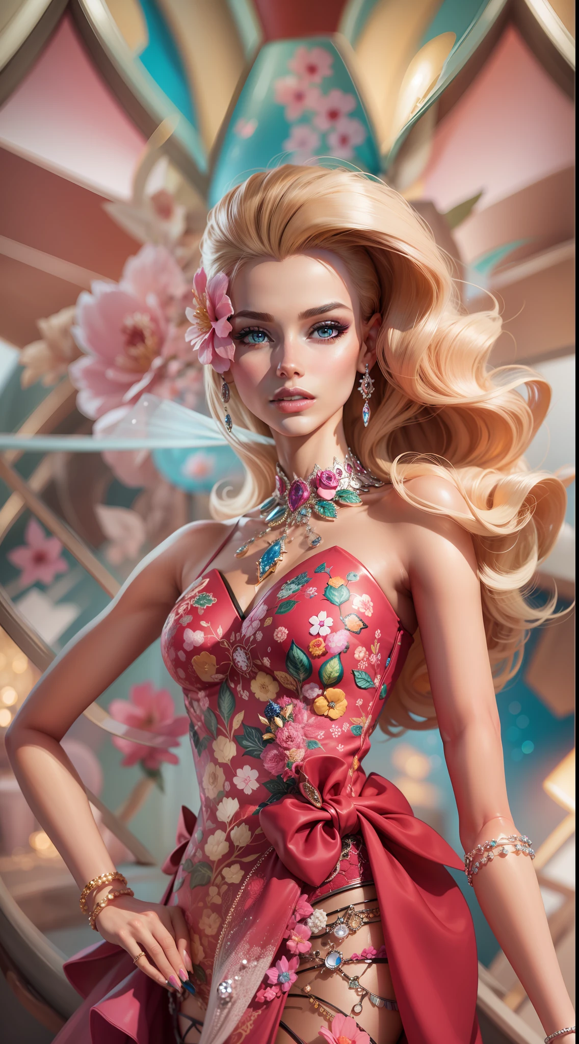 masterpiece featuring the iconic De Beers 40th Anniversary Barbie, highlighting vivid and complex colors