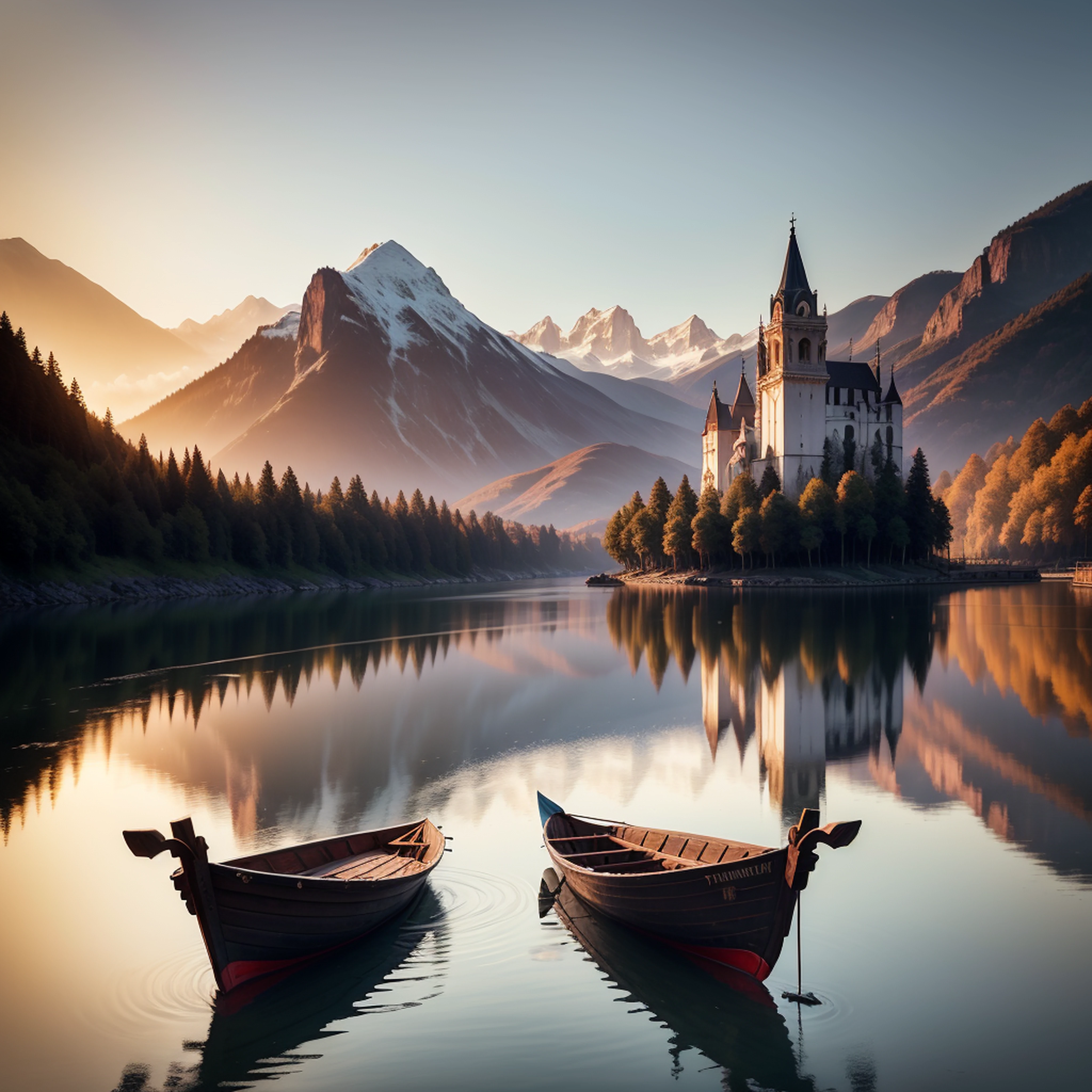 /imagine prompt: The magnificent Kingdom of Tartary reveals itself with majestic snow-capped mountains in the background, um rio serpenteante cortando a paisagem verdejante, An ancient city of unique architecture at the water's edge, refletindo-se nas ondas calmas. The focus is on a mysterious figure on an aged wooden boat, vestida com trajes tradicionais, Rowing with grace and determination, while the golden rays of the sunset illuminate the scene with a sense of mystery and wonder. Fotografia, lente telefoto de 200 mm, --ar 16:9 --v 5.