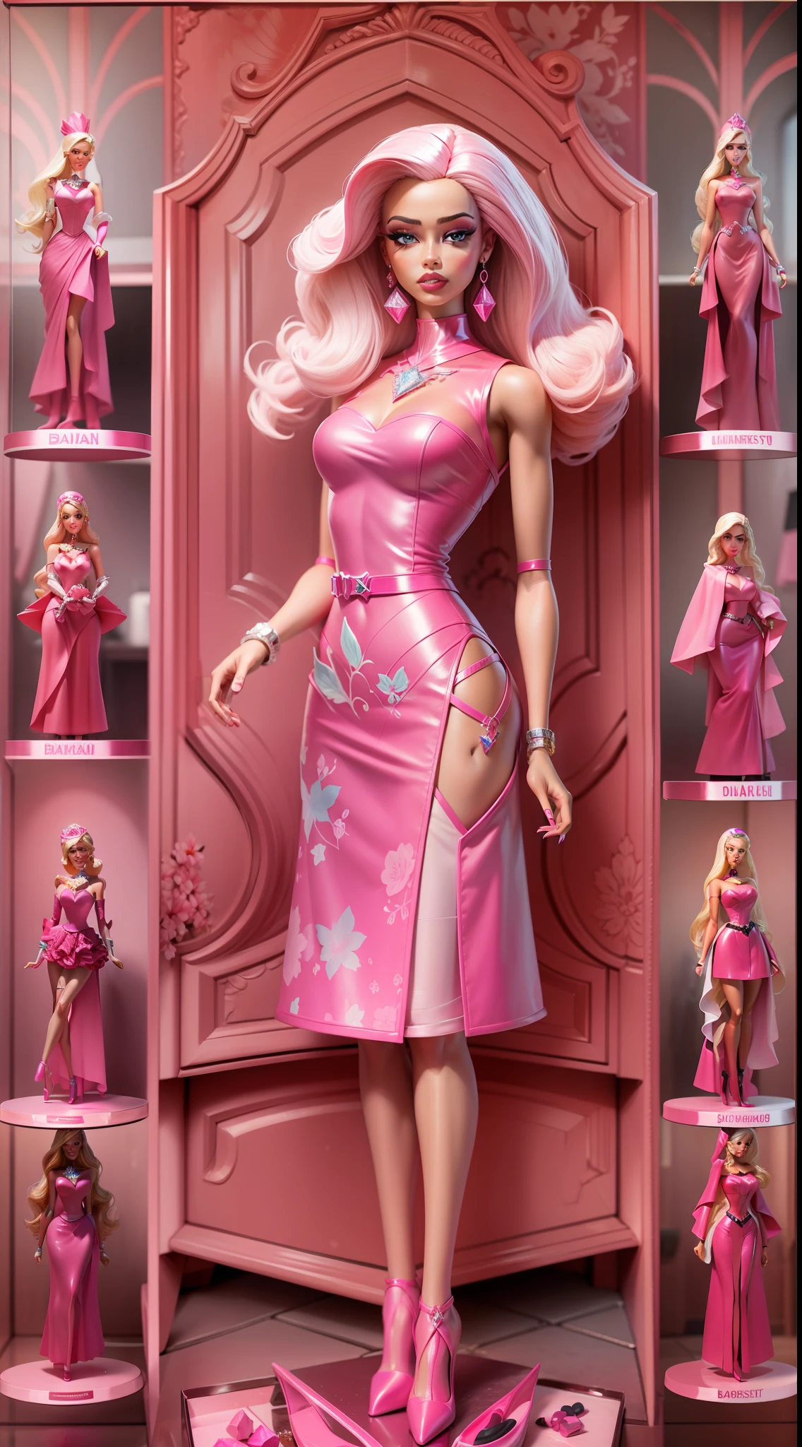masterpiece featuring the iconic Pink Diamond Barbie, highlighting vivid and complex colors