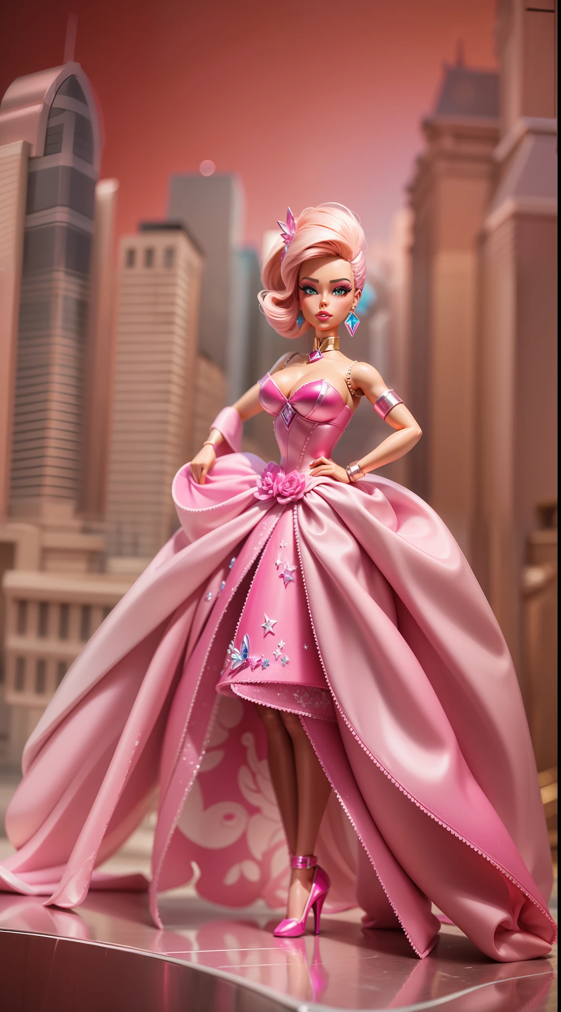 masterpiece featuring the iconic Pink Diamond Barbie, highlighting vivid and complex colors