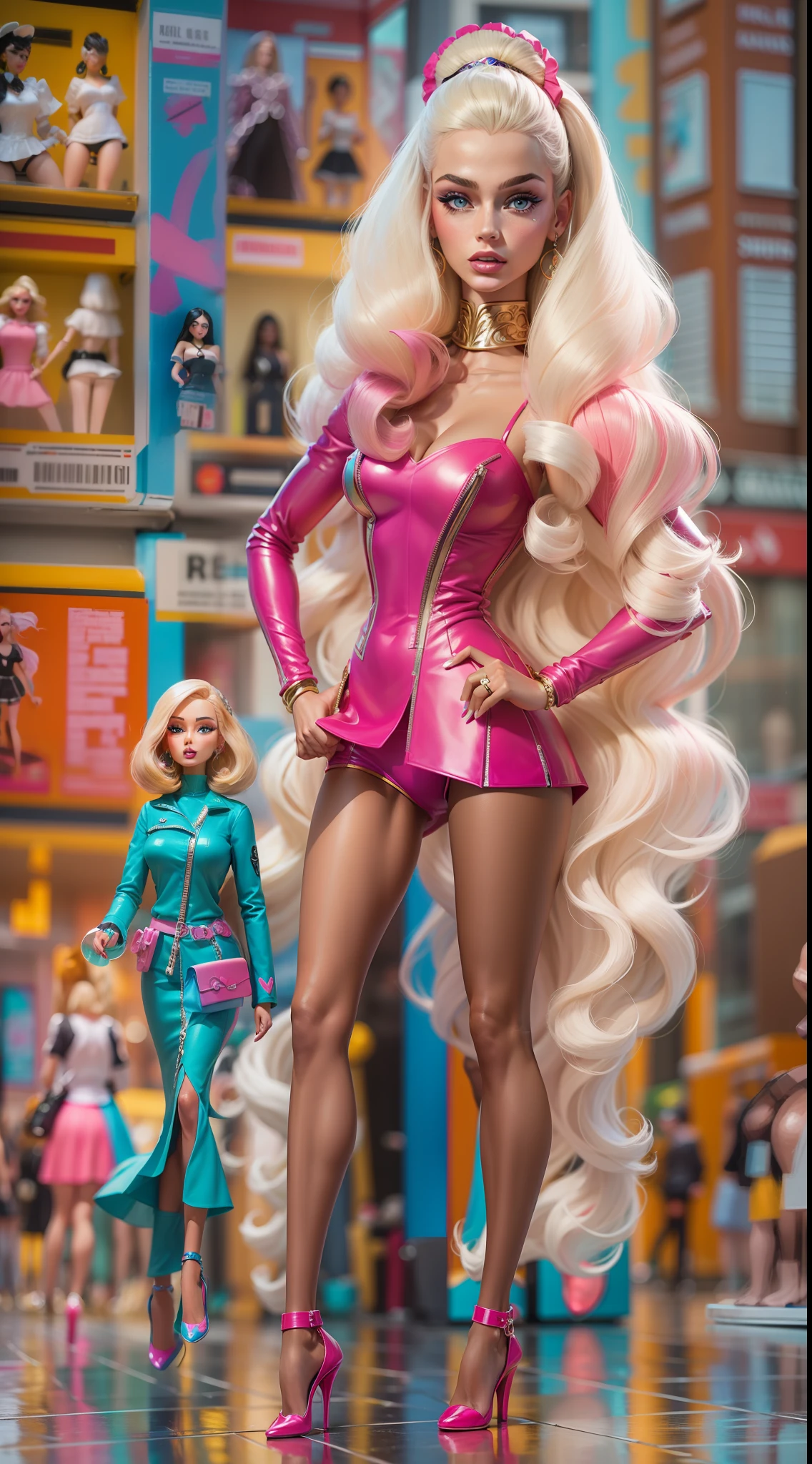 masterpiece featuring the iconic Lorena Schwartz Barbie, highlighting vivid and complex colors