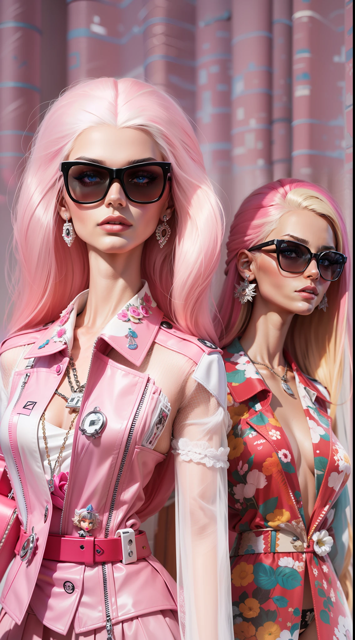 masterpiece featuring the iconic Karl Lagerfeld Barbie, highlighting vivid and complex colors